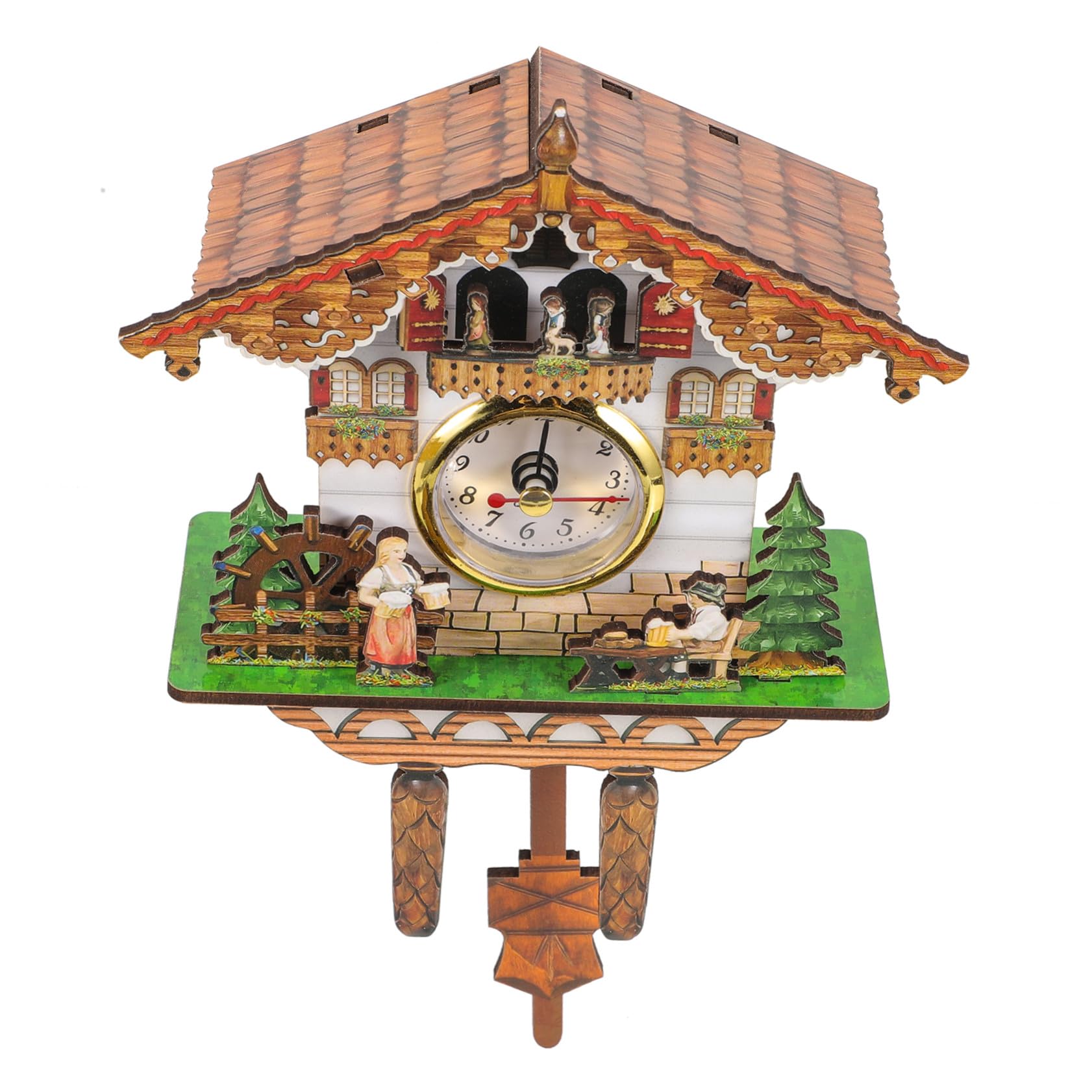 Horloge à coucou traditionnelle en bois sculpté, pendule de salon