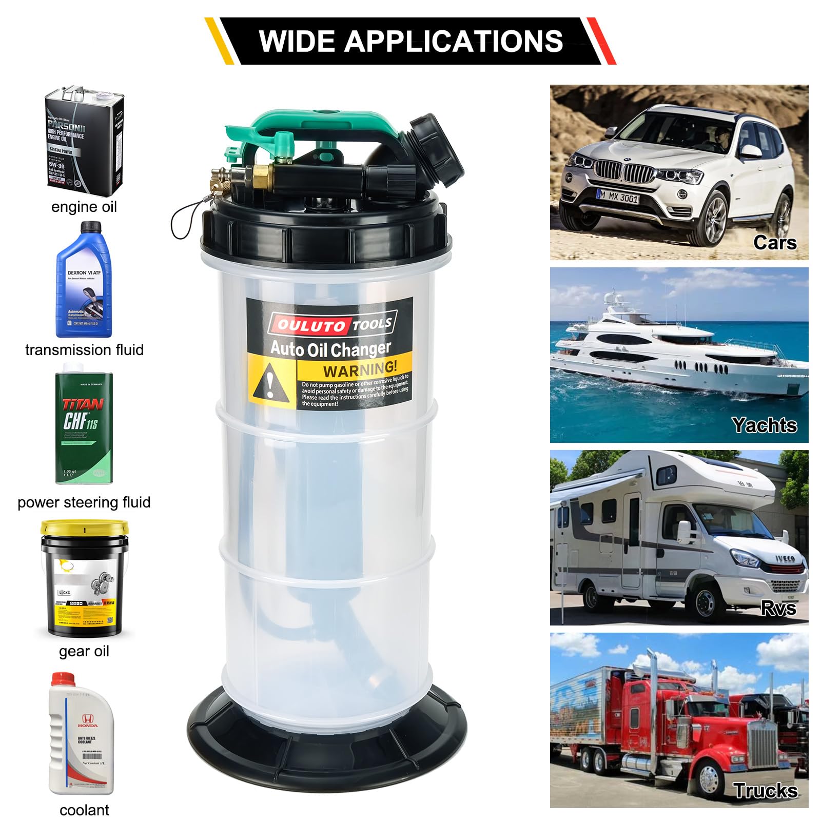 BAOSHISHAN Pompa Di Trasferimento Olio 3L Manuale - Per Cambio E Trasmissione Con 8 Adattatori - Foto 3