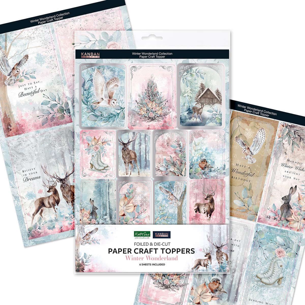Kanban Crafts 50 Topper Fustellati Per Biglietti – Tema Fiori, Uccelli E Farfalle, Laminati Argento