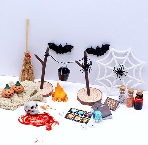 Miniatura 4 de Juego de 31 piezas de exquisitos accesorios de decoración de Halloween para casa de muñecas, adorno de casa de muñecas, juego de decoración de