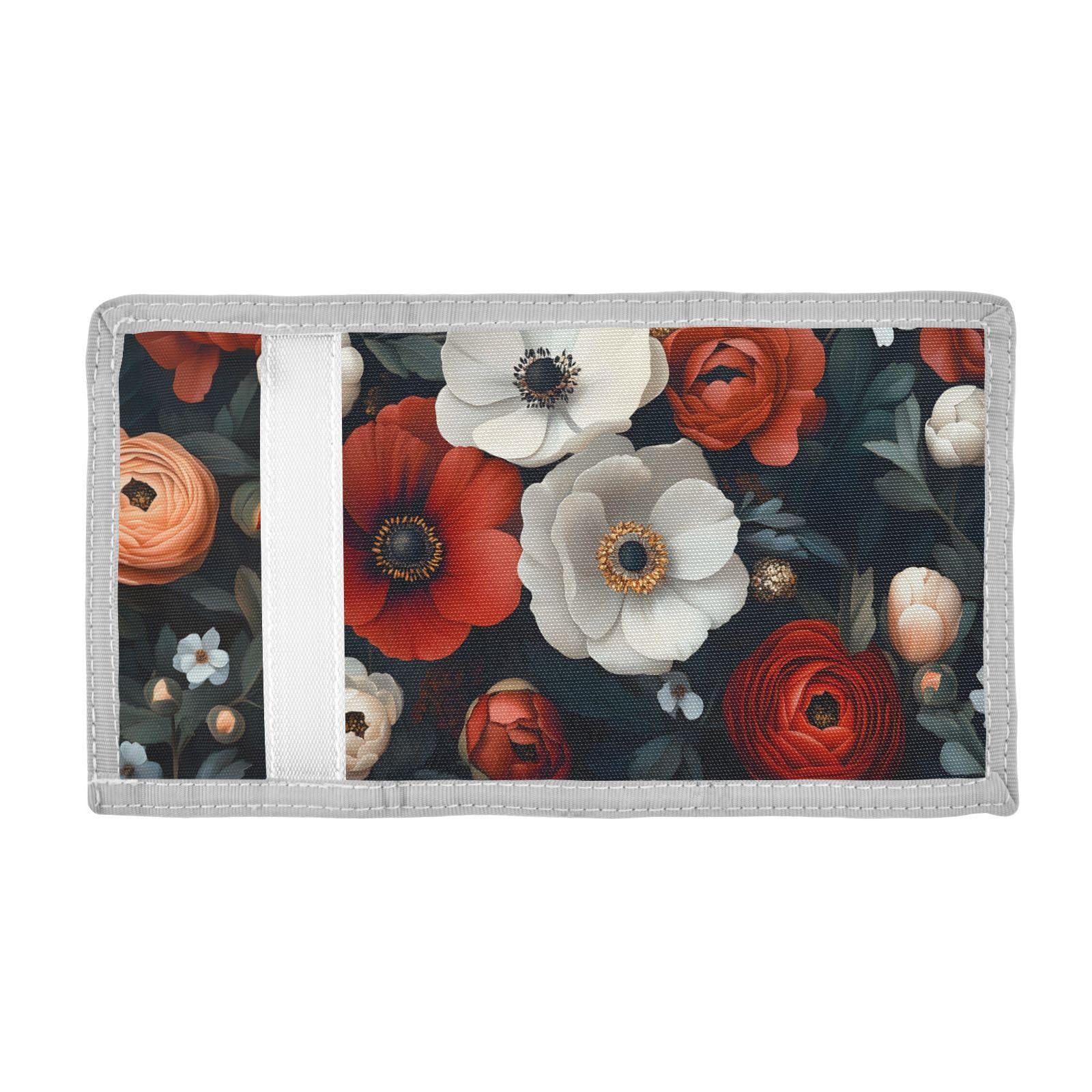 FOLIOSA Kids Wallet for Boys Girls Vivid Florals Print Youth Wallet with Zipper Pocket Card Holders, Novelty Wallet 4.9×2.9 in