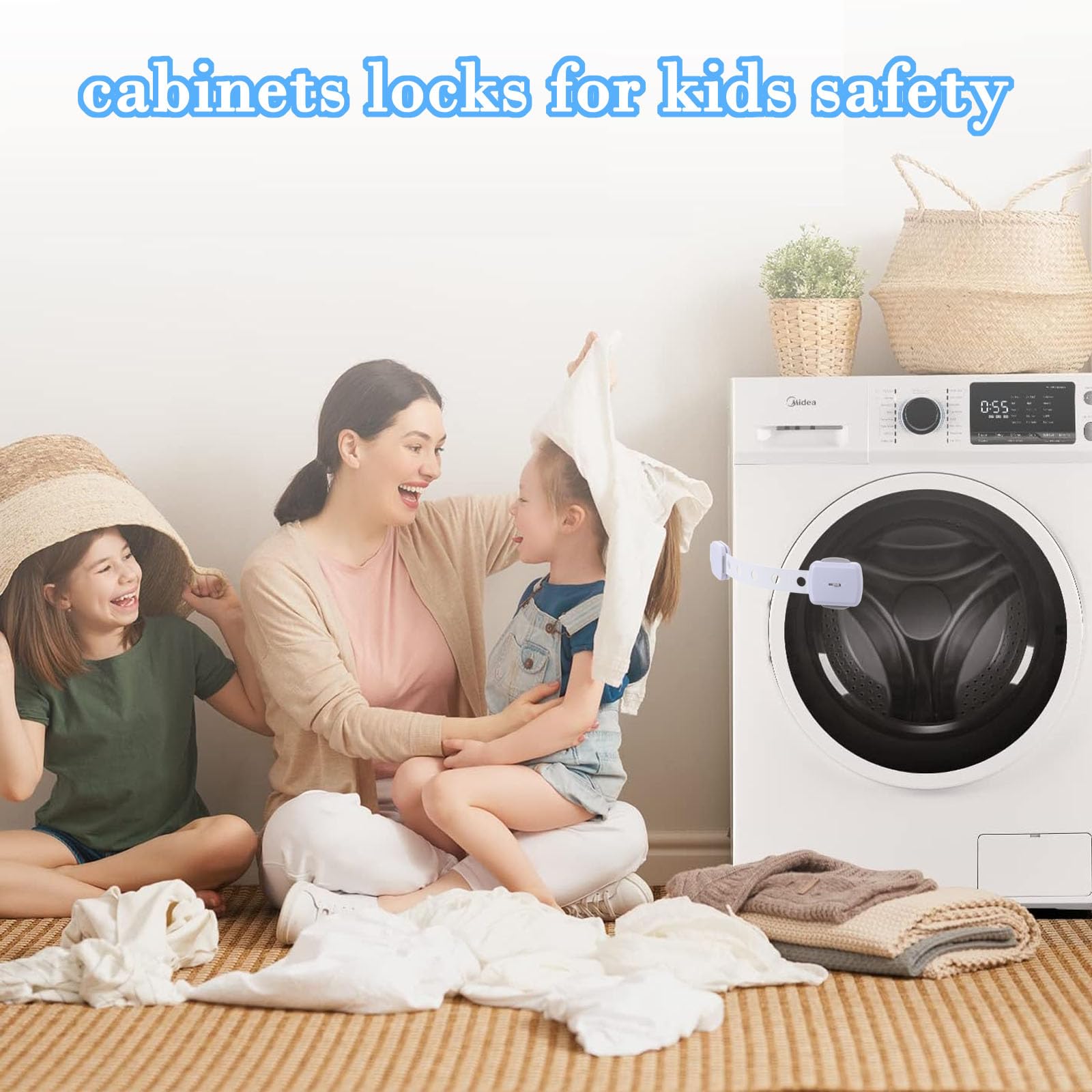 Fursafe&Q Schrankschlösser, Babysicherung, Sicherheitsschlösser für Babyschubladen, selbstklebende Kindersicherungsriemen, verstellbare Türriegel für Kühlschrank, WC, Ofen, kein Bohren, Möbel
