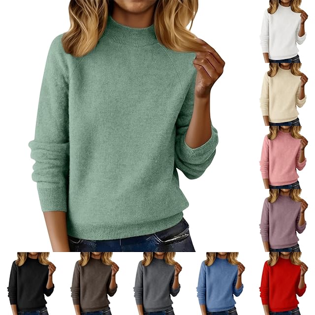 Cashmere Sweaters for Women Long Sleeve Ladies Kintted Mock Neck Sweater Ladies Pullover Clothes Winter Outfits 2026