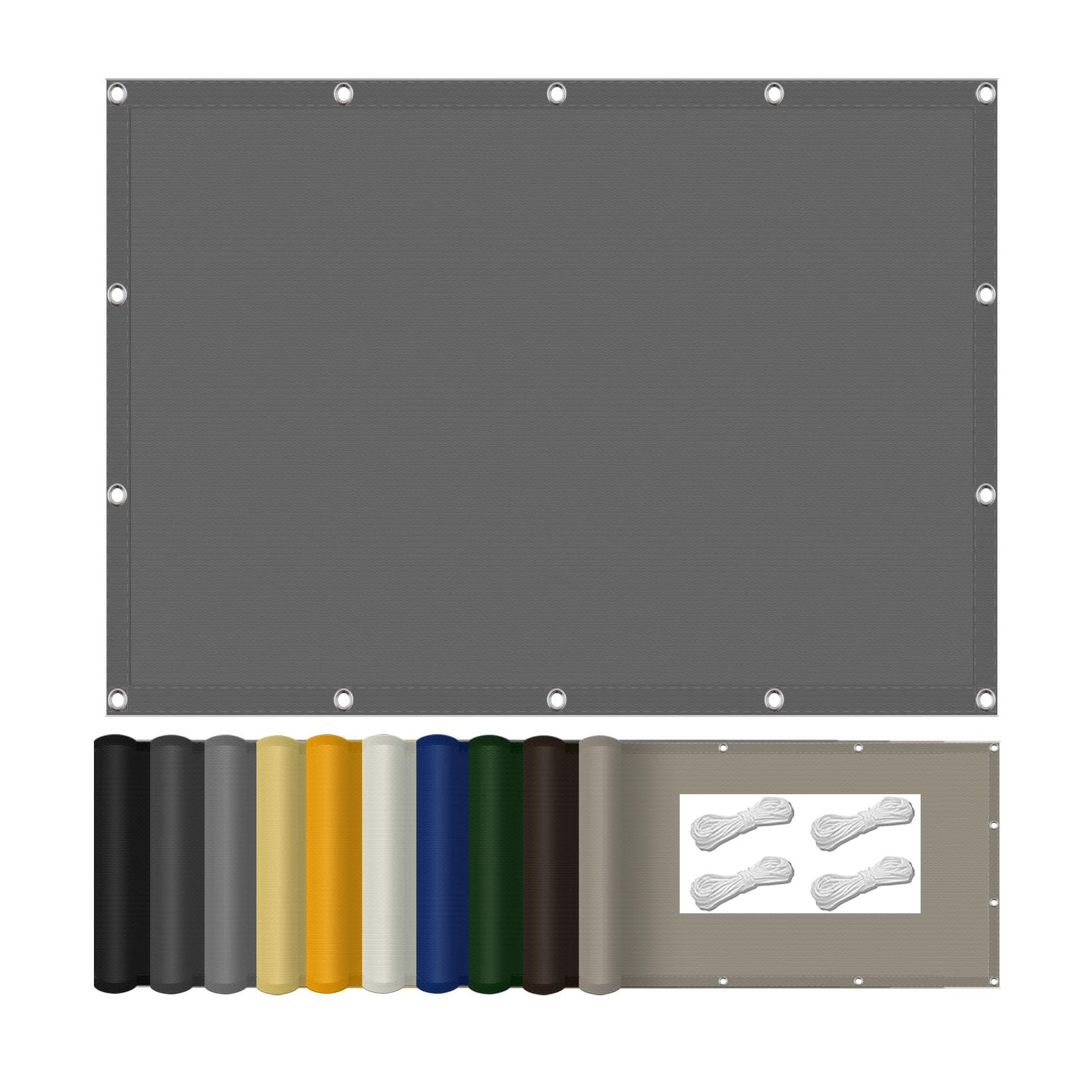 Filet protection solaire anti-vent 190x360 bâche grise pour patio