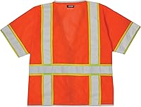 Vista 3 de Kishigo Chaleco unisex de alta visibilidad reflectante Premium Brilliant Series 1551, cierre de cremallera, poliéster, ANSI 107 tipo R / clase 3