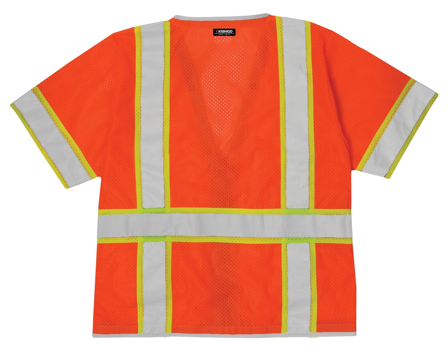 Kishigo Unisex High Visibility Reflective Premium Brilliant Series Heavy Duty Vest 1551, Zipper Closure, Polyester, ANSI 107 Type R / Class 3, Construction, Roadwork, Utility (Orange, XL)