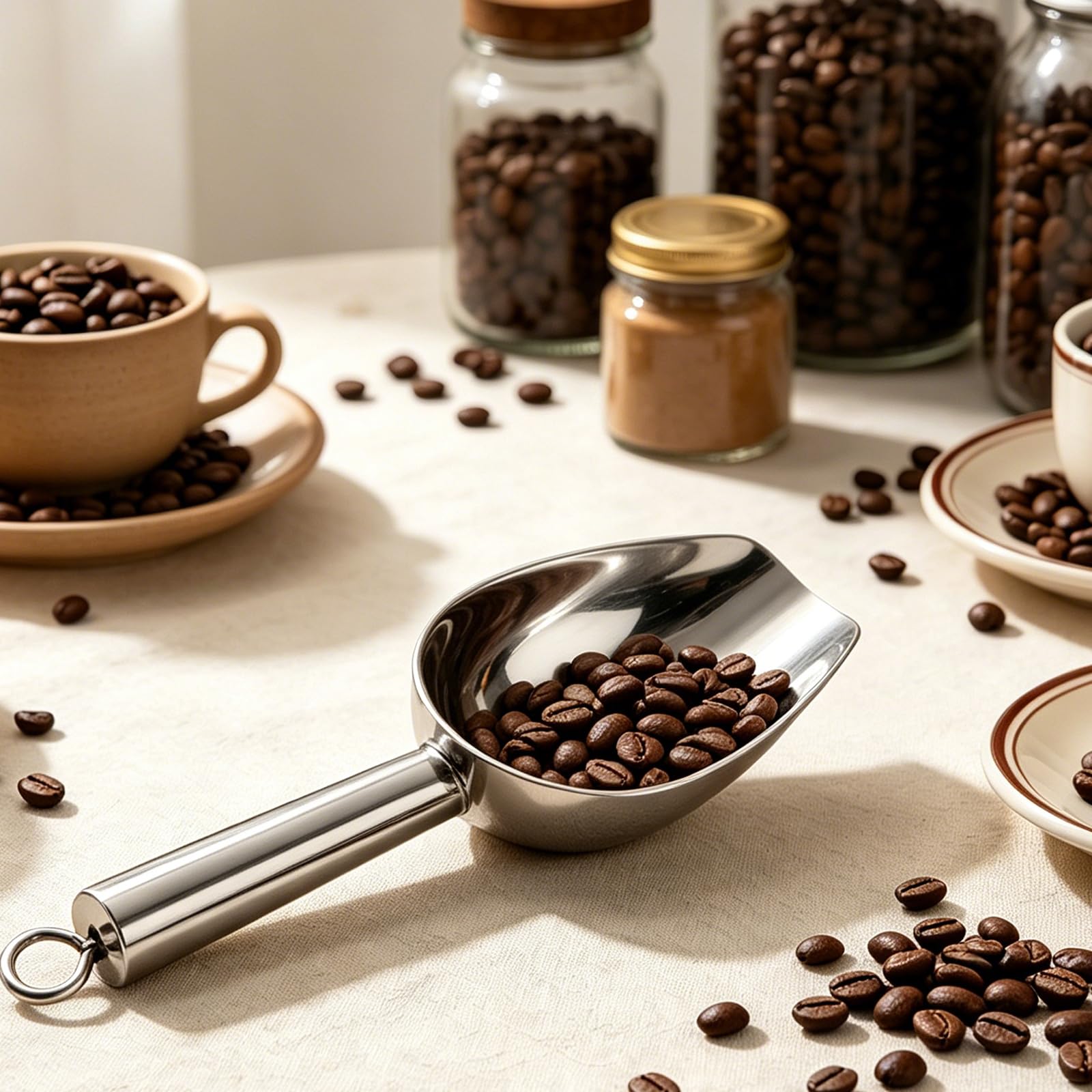 Paletta per Ghiaccio in Acciaio Inox Paletta per Farina Pala Ghiaccio per Ghiaccio, Farina, Caffè,Alimenti,Dolci Paletta Dosatrice per Cucina, Bar, Buffet,Festa Food Scoop