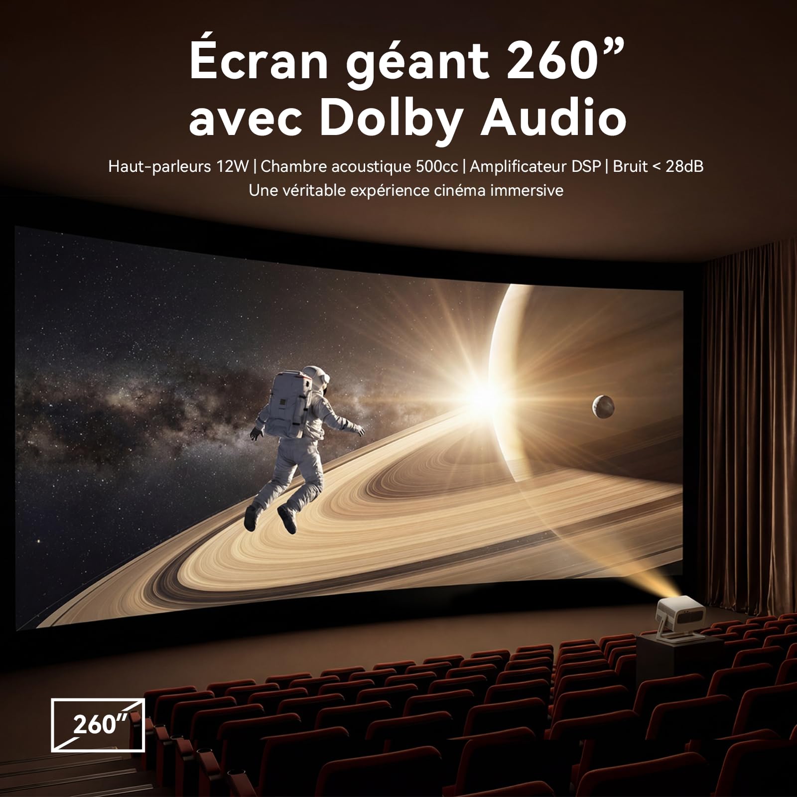 Wanbo Vali 1 Pro Vidéoprojecteur avec Google TV & Netflix, 900 ANSI Lumens, Compatible 4K, 1080P Natif, Dolby Audio 12W, HDR10 MEMC, Rotation 200°, Auto Focus, Keystone, HDMI 2.1, 2+32GB Home Cinéma