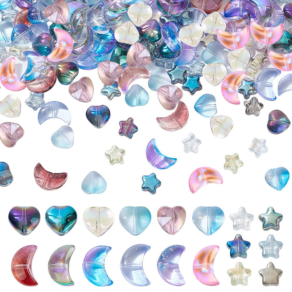 Perles en verre lune et étoiles AHANDMAKER pour création de bijoux DIY