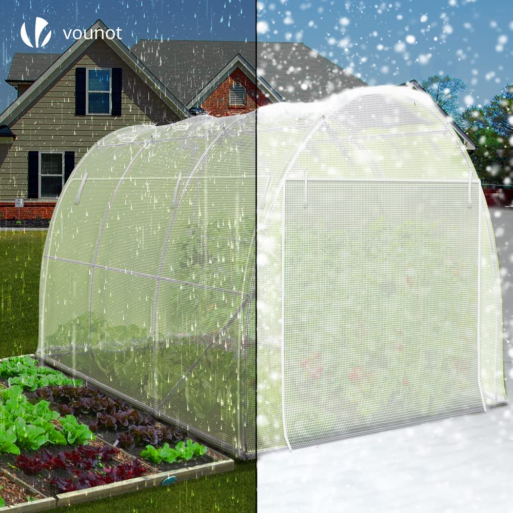 VOUNOT® Gewächshaus Foliengewächshaus, Seitenwände Aufrollbar Winterfest, Tomatenhaus Folientunnel, 3x2x2m 6m², Weiß