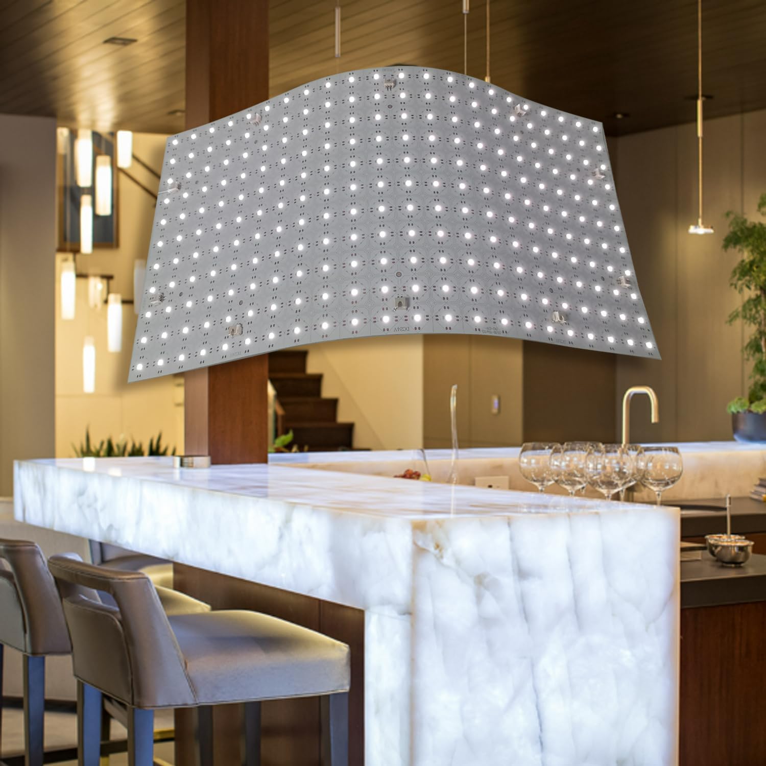 4Pack LED Backlight Sheet 24V 36W White 6000K Dimmable LED Panel Sheet Compatible with Flexible Backlit Light 19.7X9.7Inch for Marble Onyx Translucent Quartz Countertop (6000K 4Pack 36w)