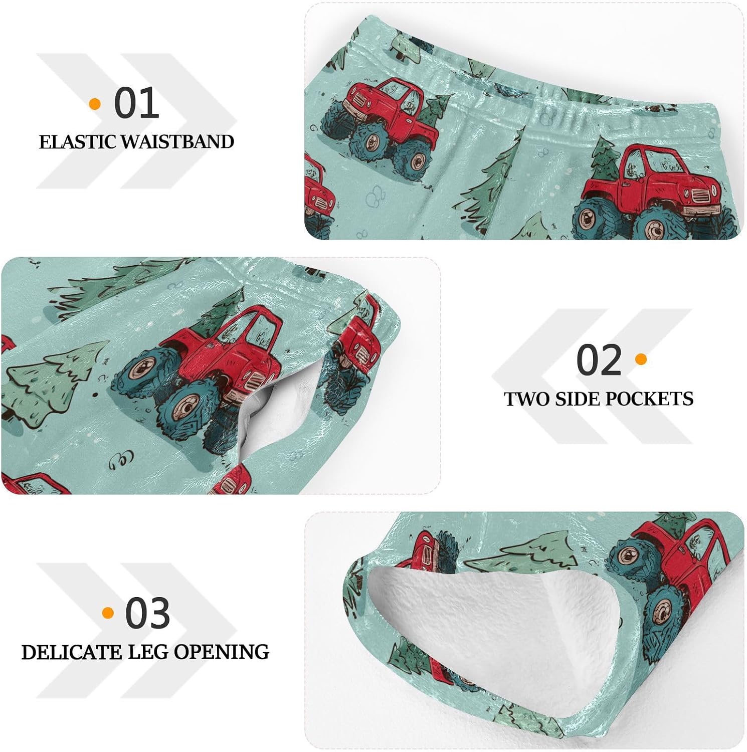 visesunny Christmas Tree Trucks Vintage Boys Pants for Kids Fleece Bottoms Long Jogger Pants Trousers with Pockets Size 6-14Y