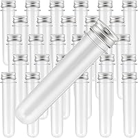 SHEUTSAN 50 Pack 70ml Clear Plastic Test Tubes with Screw Caps, 29x150mm Stand Bottom for Candy, Bath Salts, Wedding Party Favors