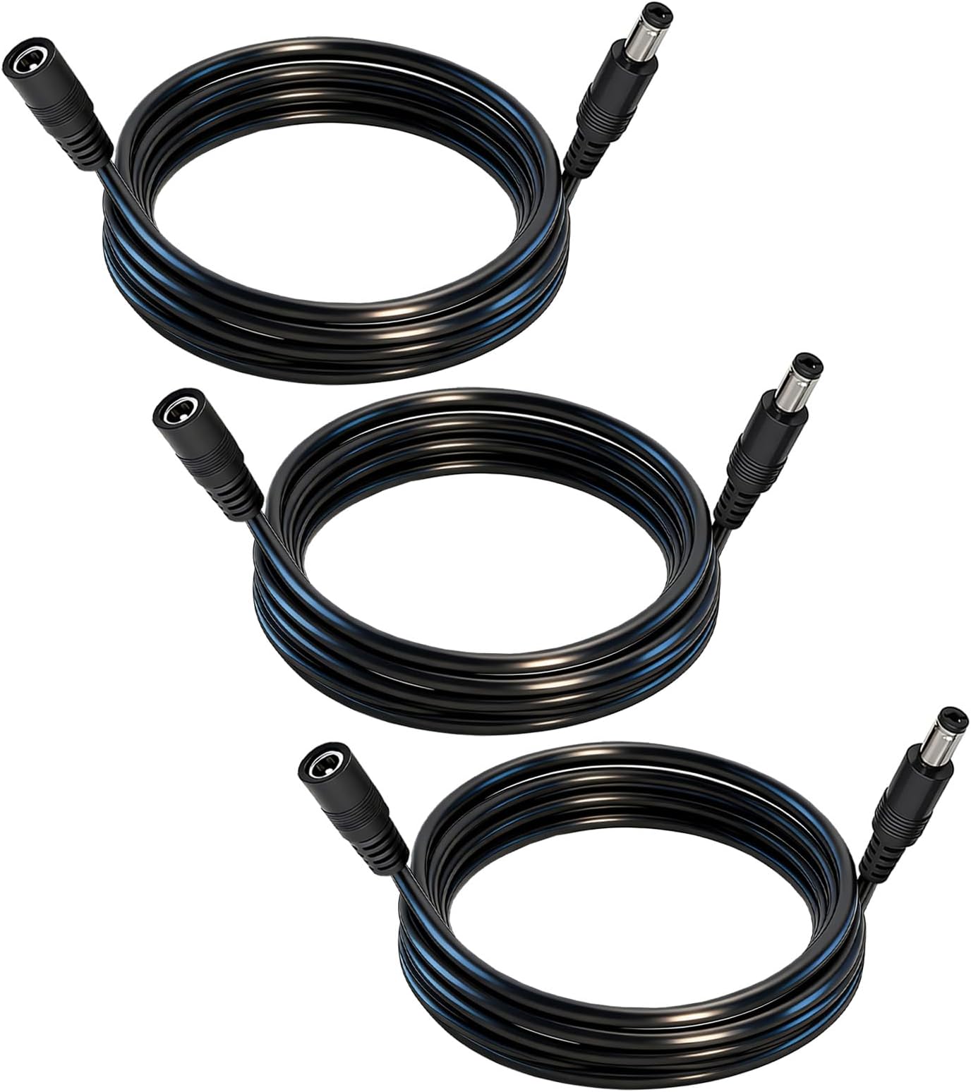 5.5mm x 2.5mm 12V DC Power Cable 3-Pack,DC5525 Male to Female Extension Cable 18AWG for CCTV Surveillance Camera,LED Strip,Solar Panels and Power Adapters，9.8FT