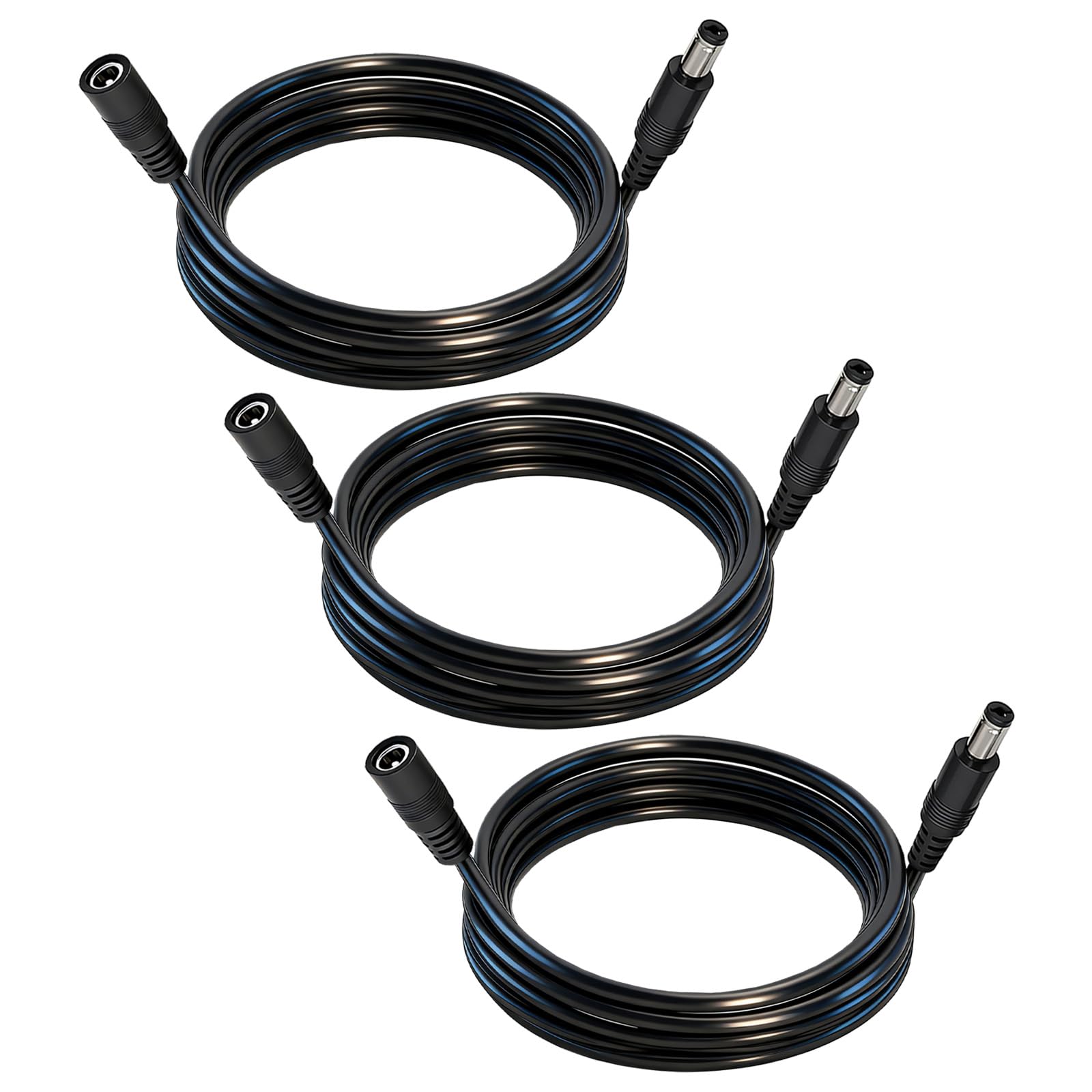 5.5mm x 2.5mm 12V DC Power Cable 3-Pack,DC5525 Male to Female Extension Cable 18AWG for CCTV Surveillance Camera,LED Strip,Solar Panels and Power Adapters，9.8FT