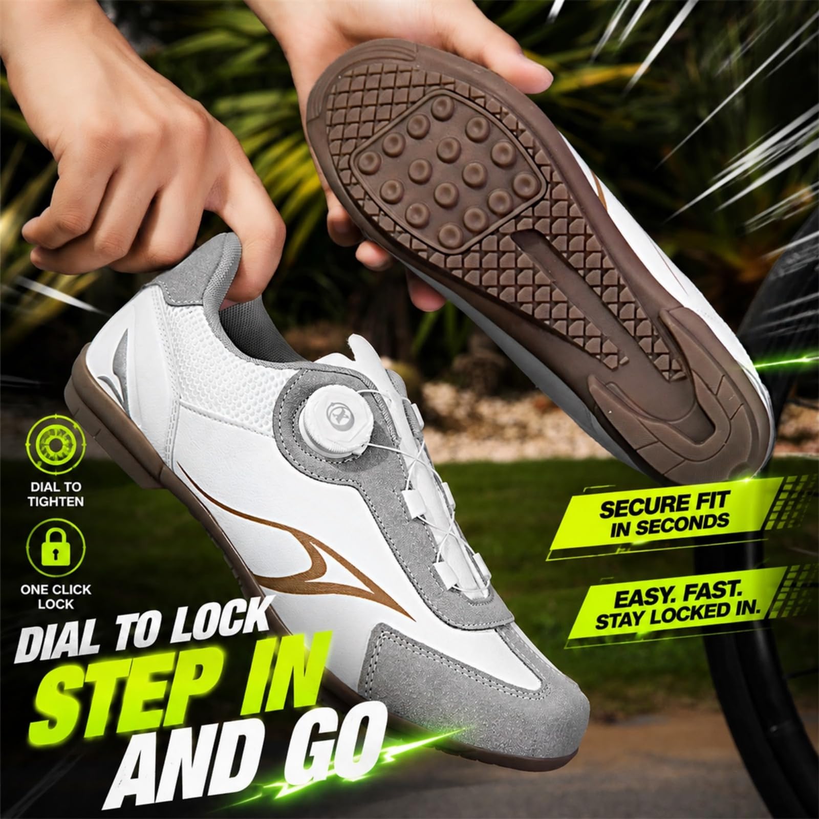 JiuQing Zapatos Ciclismo Suela Goma Hombre Mujer Zapatos Bicicleta Planas