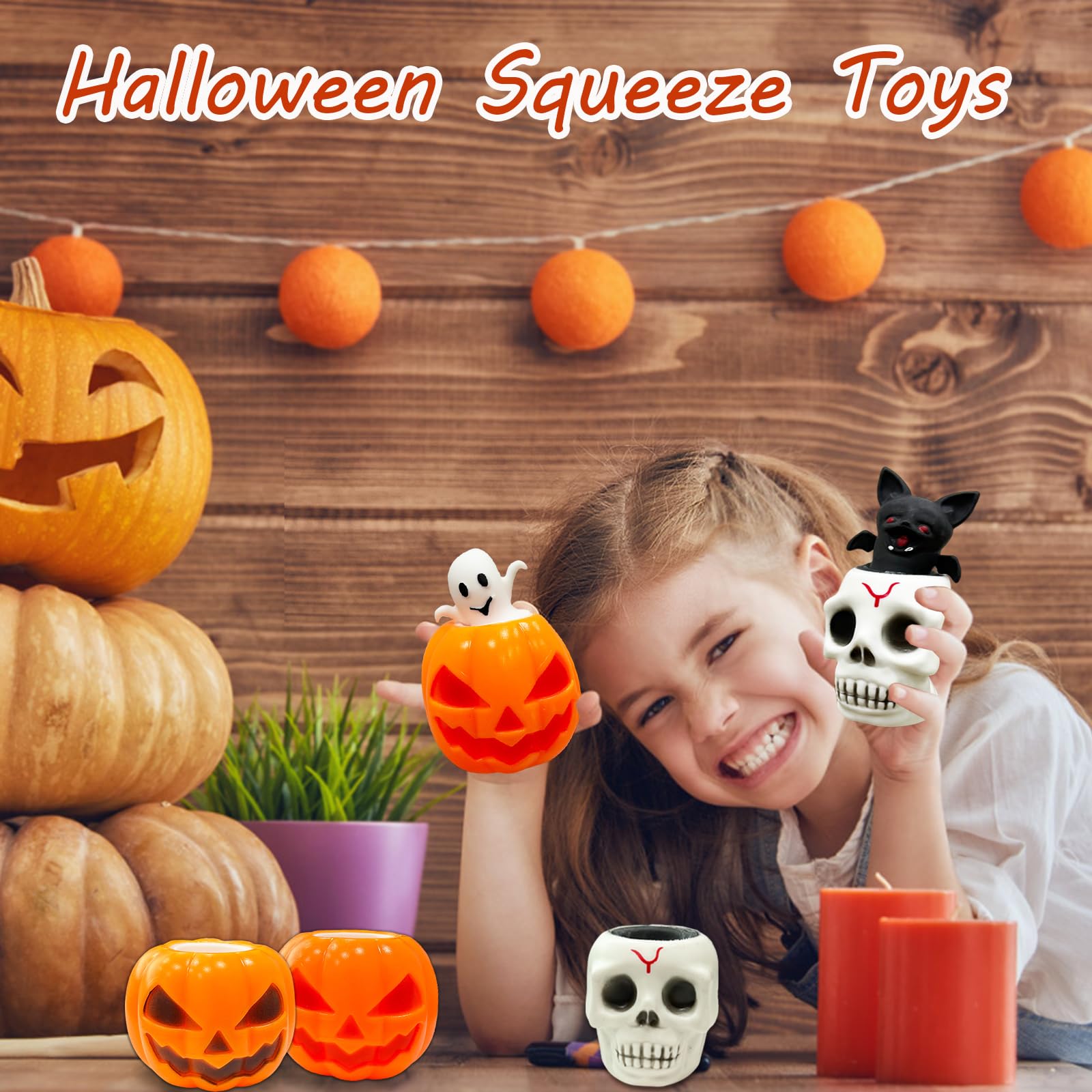 Cadimus Halloween Kürbis Spielzeug 6er Set - Anti-Stress Squeeze Toys Mit Geistern | Für Kinder & Erwachsene