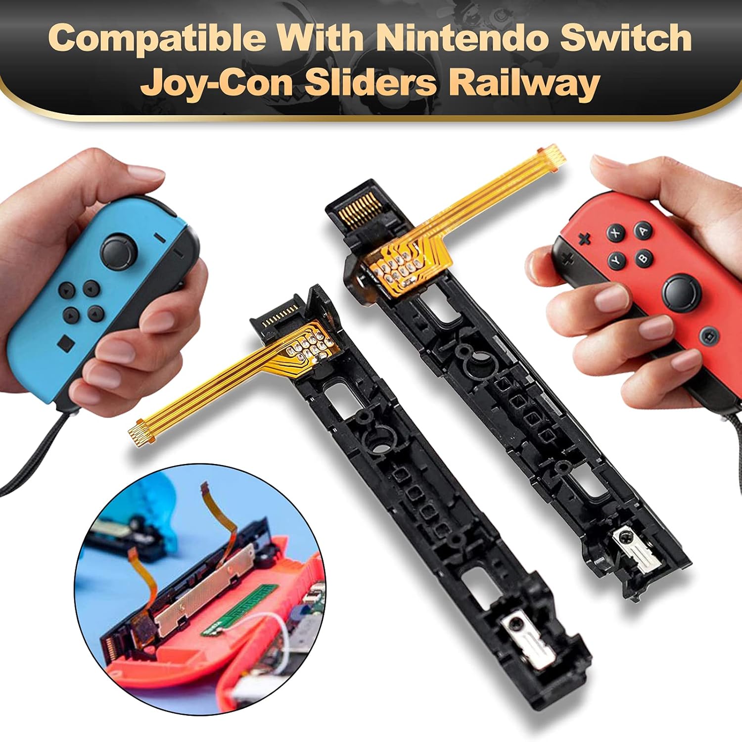 Joycon Joystick Replacement, 2 Pack, Switch Analog Stick Parts for Nintendo Switch Joy Con, Controller Repair Kit Include Thumb 3D Sticks, Left & Right Slider Set, Metal Buckles, and Repair Tool Kit : Video Games