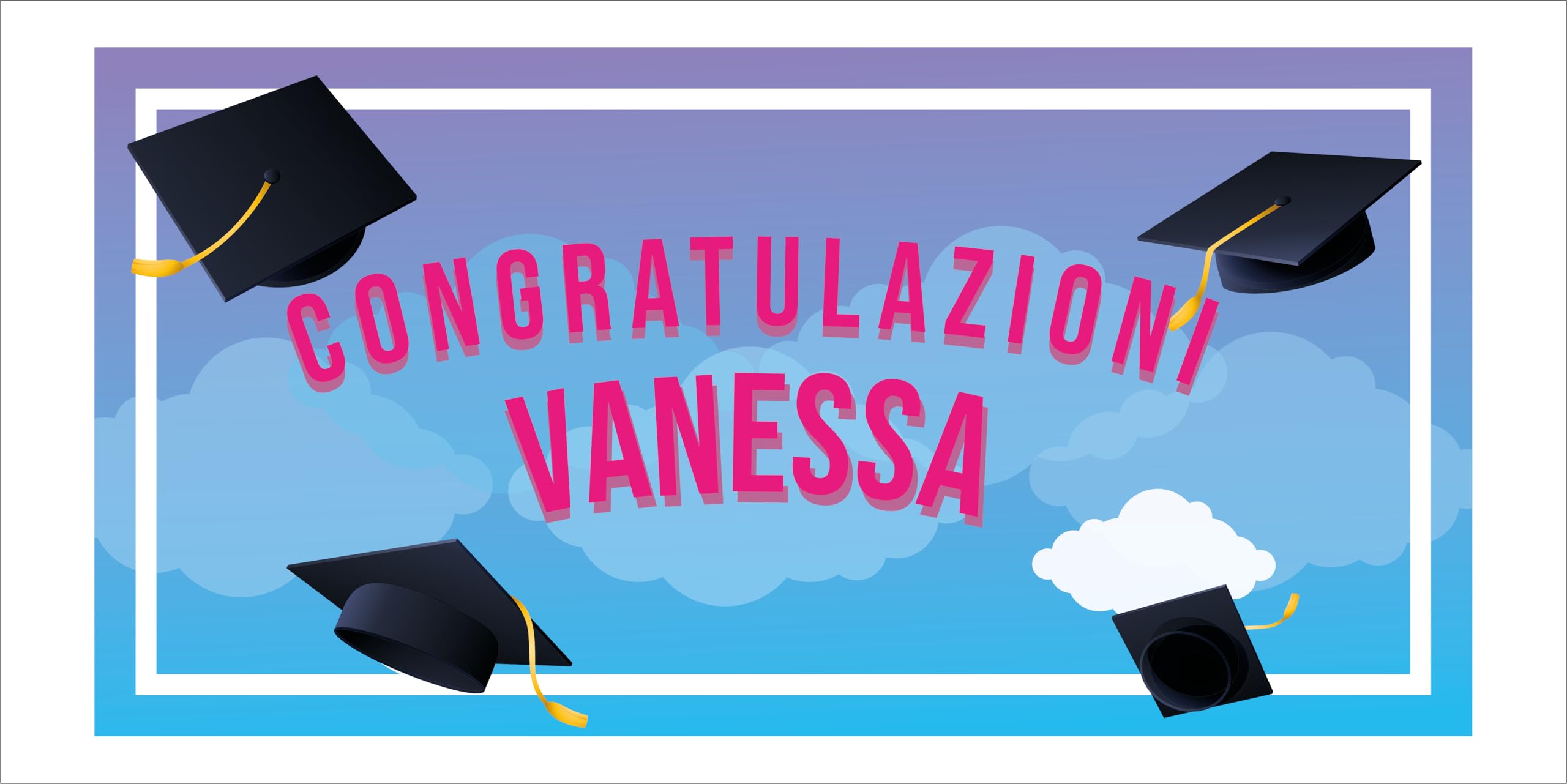 M-Italy STRISCIONE FONDALE LAUREA - LAUREA mod1 - STRISCIONE PERSONALIZZATO IN CARTA O IN BANNER PVC ANCHE DA ESTERNO GARANZIA 5 ANNI (Banner, 200x200 cm)