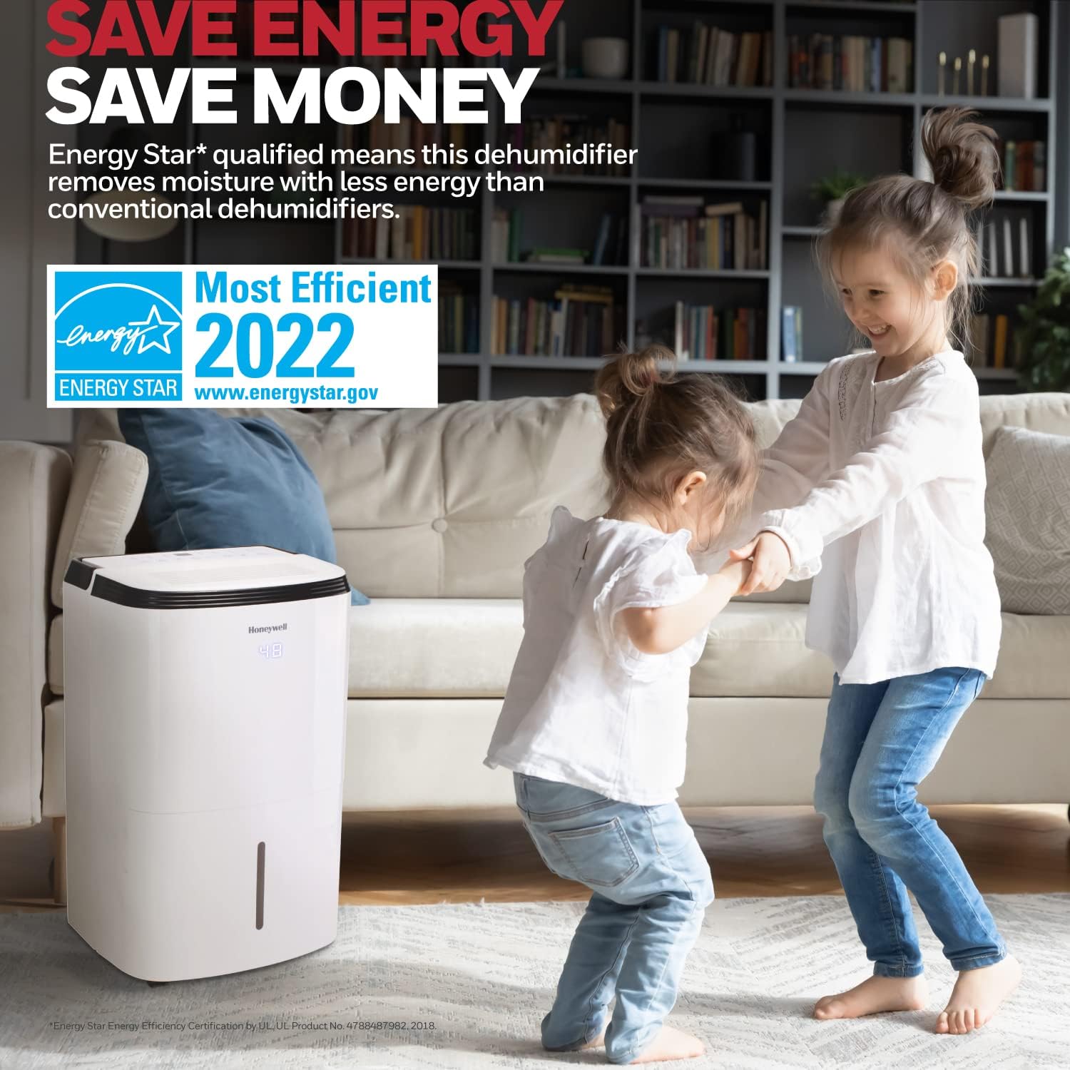 Honeywell 50 Pint Energy Star Smart Dehumidifier for Large Rooms & Basements with WiFi and Alexa Voice Control