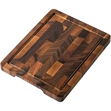 Walnut Cutting Board, Small Wooden Cutting Board Meal Prep Serving | 10"8"0.8", Premium Walnut Wood, End Grain, FSC Certified, Deep Juice Groove, Built-In Handle, Non-Slip Feet, Knife Friendly