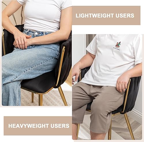 Miniatura 7 de Kiztir Juego de 2 sillas de comedor de terciopelo, sillas de comedor tapizadas con patas de metal dorado, sillas de comedor copetudas de lujo para