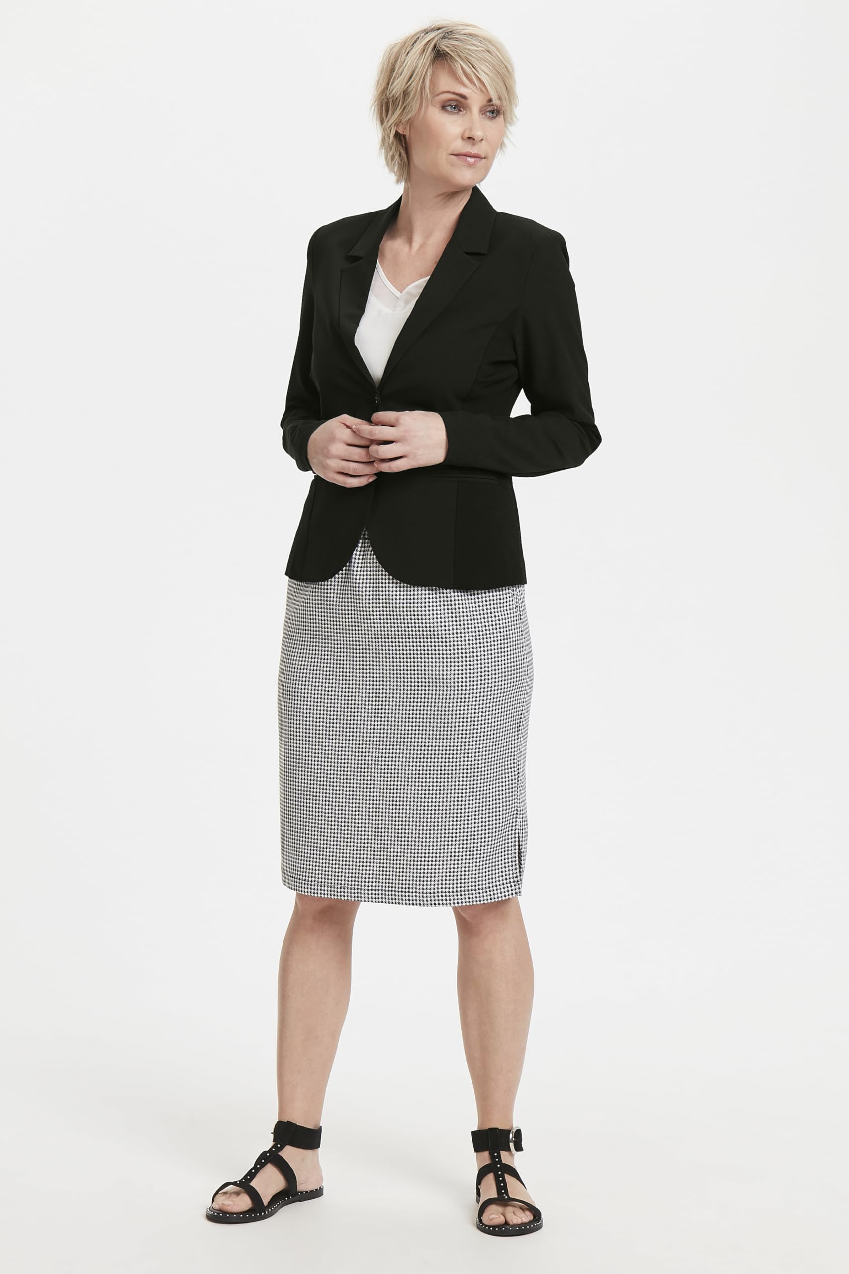 KAFFE Damen Women's Blazer Single Breasted Notch Lapel Slim Fit Hip Length Blazer