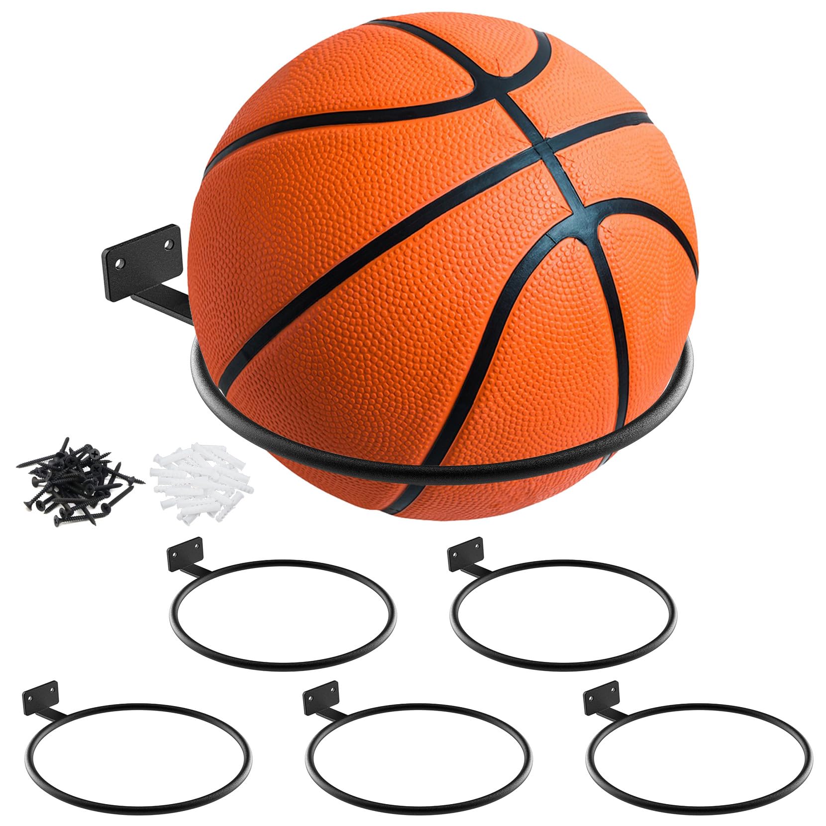 Basketball Holder Wall Mount Soccer Display Rack Metal Universal Ball Display Rack Stand for Basketball Football Volleyball