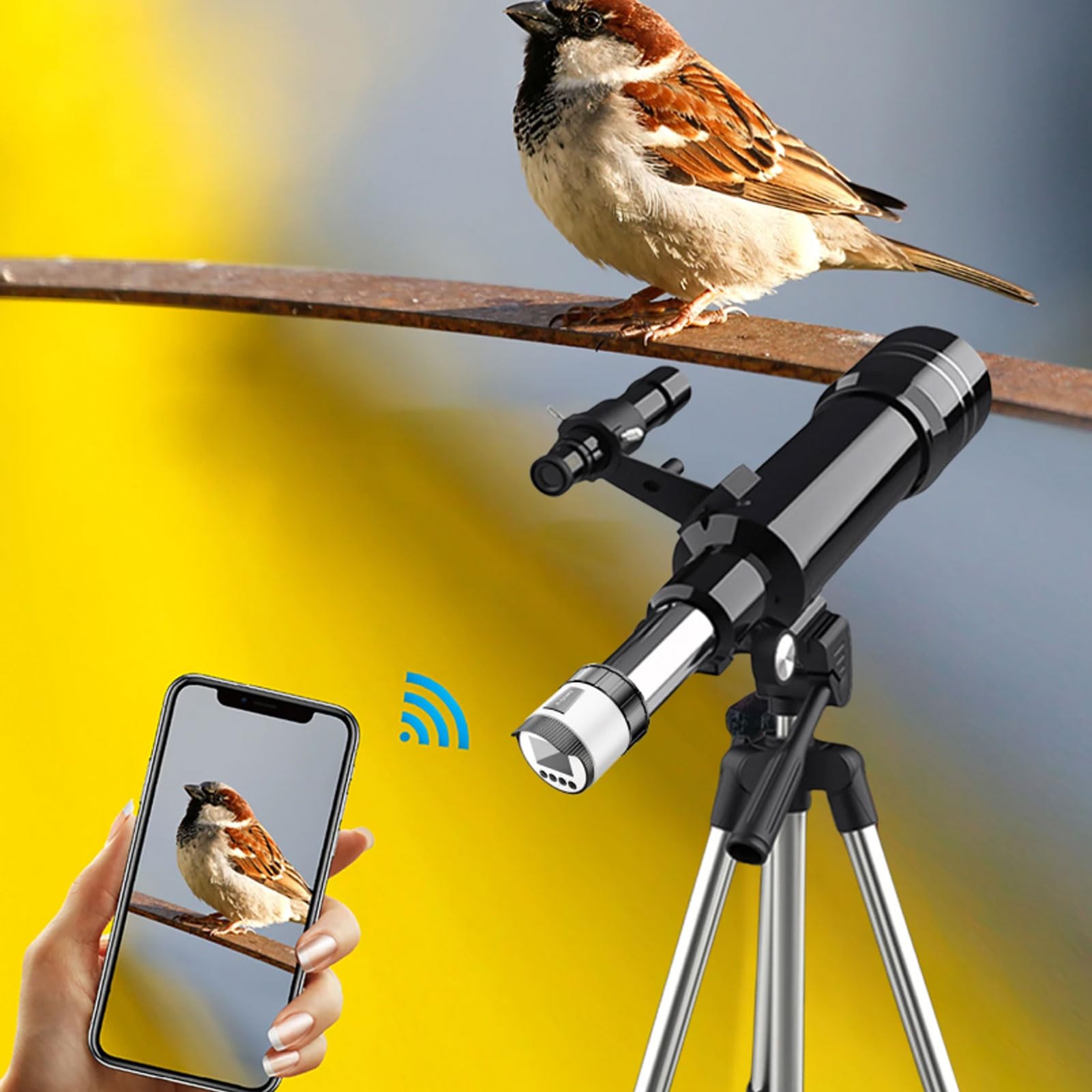 EMUKOEP Ocular de Cámara Telescópica WiFi, Pantalla 2K HD de 2,0 Pulgadas para Observaciones Sencillas, Adecuado para Monoculares, Binoculares y Telescopios (ShChGB)