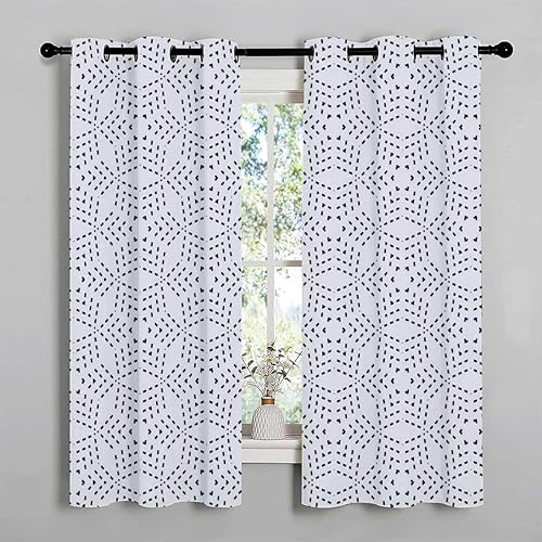 YANFENQI Living Room Blackout Curtains Light Color Geometry Lattice Line Modern Patio Door Blackout Curtains Cortinas para Separar Cuartos 55Inch