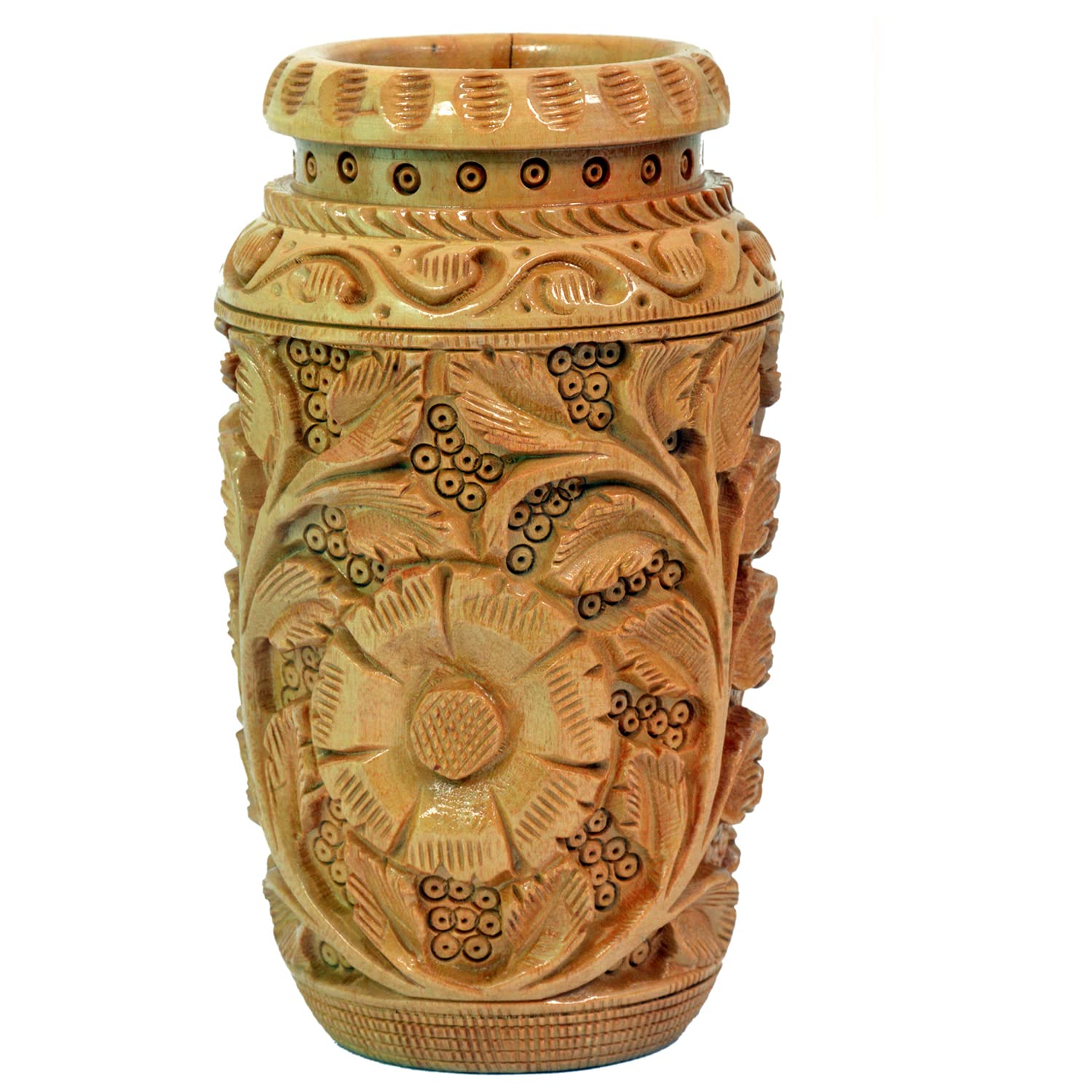 Craft Trade Hand Carved Wood Pen Holder for Desk Organizer for Home School Office Pencil Cup Pot Storage Box Suitable for Stationery