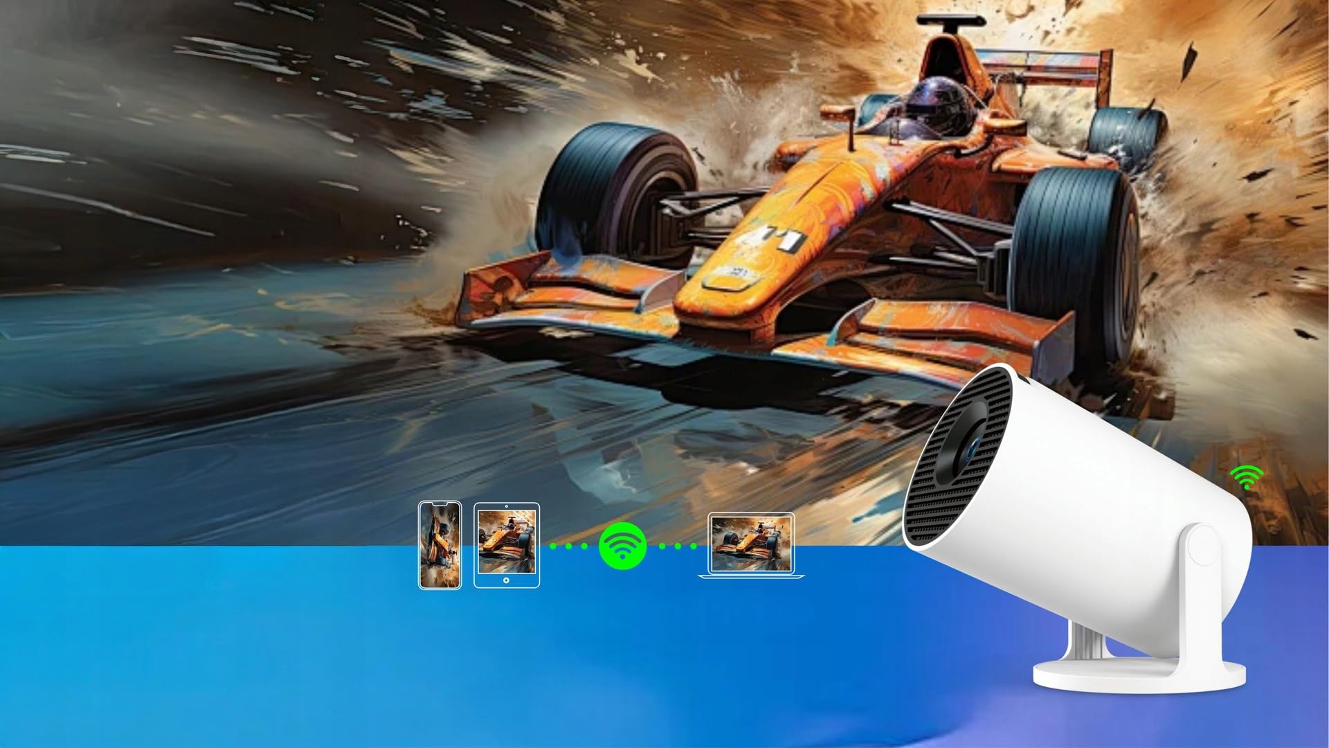 CIRON HY300 PRO+ Projektor Multimedialny Android 14 WiFi 6 Bluetooth 5.4 LED 170 ANSI HD 720P 180° Obrotowy Mini Projektor Kino Domowe Smart TV HDMI USB Przenośny Rzutnik