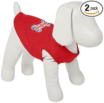 Mirage Pet Products 12-Inch Bone Shaped United Kingdom Union Jack Flag Screen Print Shirts for Pets, Medium, Red