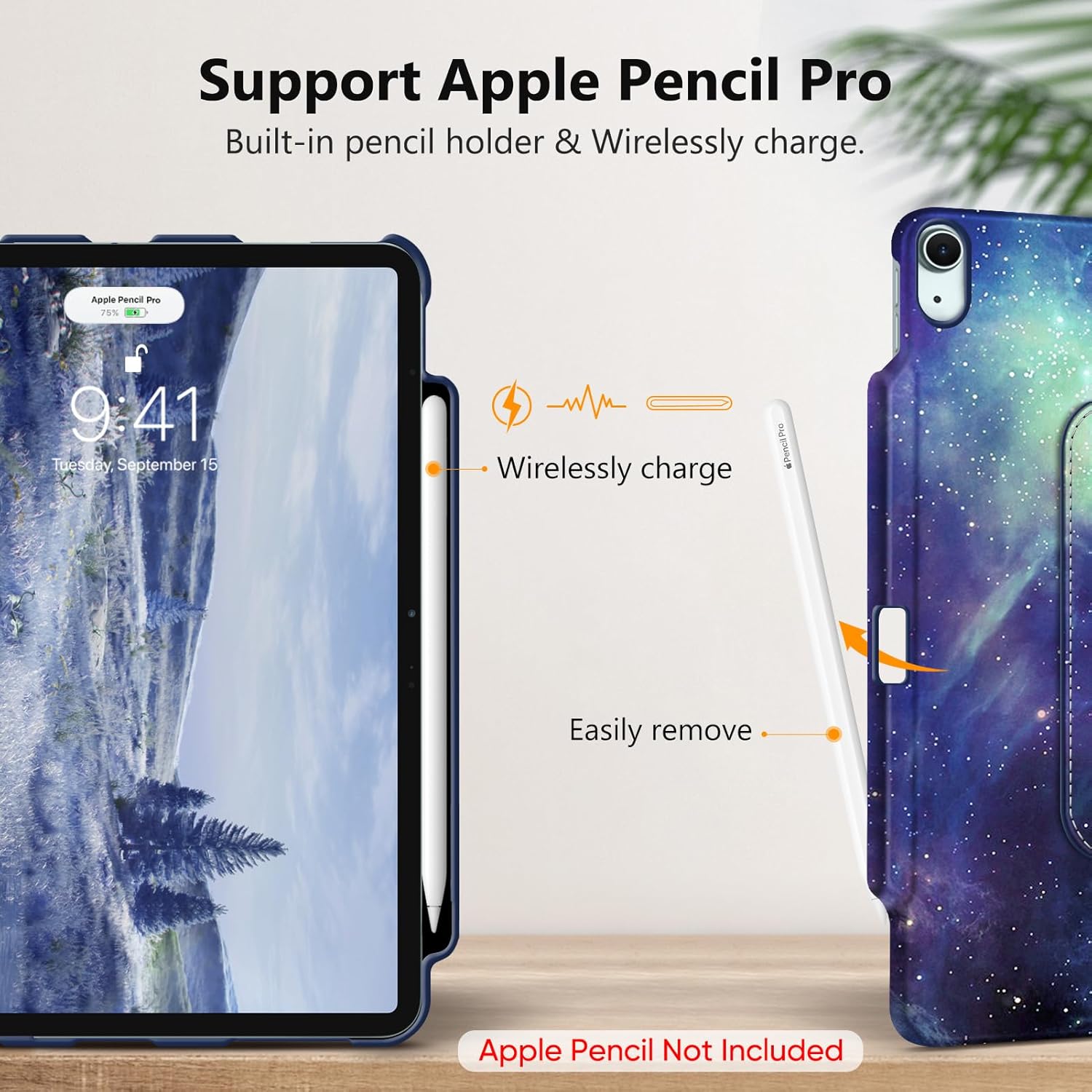 Fintie Rotating Case for iPad Air 13-inch M4/M3/M2 (2026/2025/2024) - 360 Degree Swiveling Protective Stand Cover with Pencil Holder, Auto Wake/Sleep, Galaxy