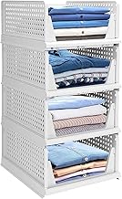 Lamok Stackable Wardrobe Organizer for Clothes - Multipurpose Foldable Plastic Closet Storage Organizer for Kitchen, Bedroom, Bathroom (Pack of 1, White)
