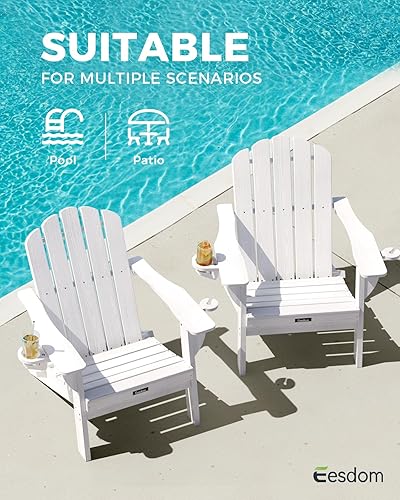 Miniatura 5 de Silla Adirondack plegable, silla Adirondack de HDPE con 2 soportes para tazas, sillas para fogatas al aire libre premontadas para patio, jardín,