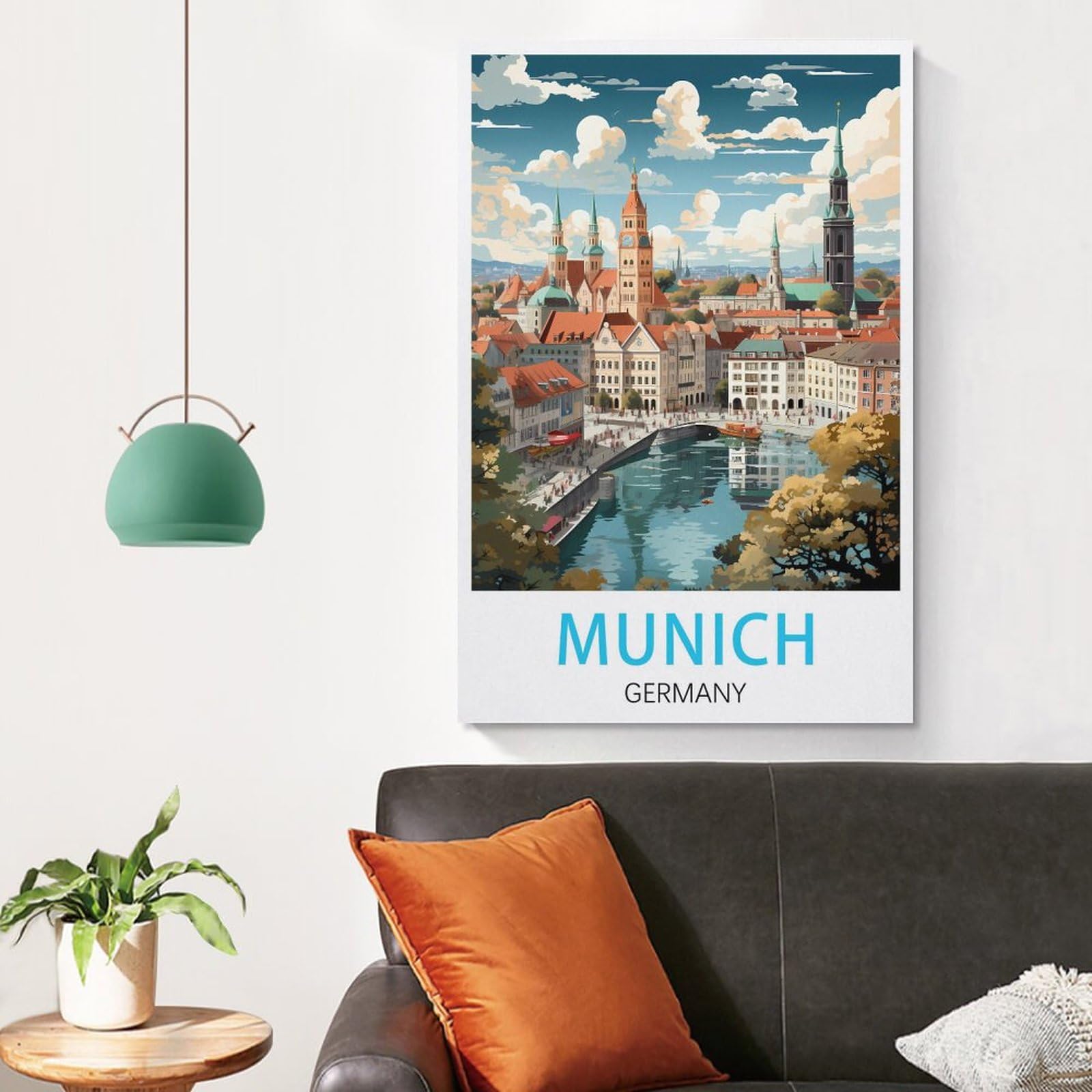 München Vintage Reiseposter Leinwand - 40x60cm Wanddekoration