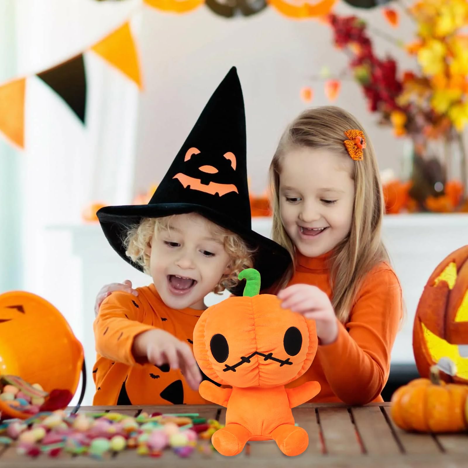 Peluche Zucca Di Halloween 30cm | Morbida Zucca Ripiena Cuscino | Giocattolo E Decorazione Per Casa E Ufficio