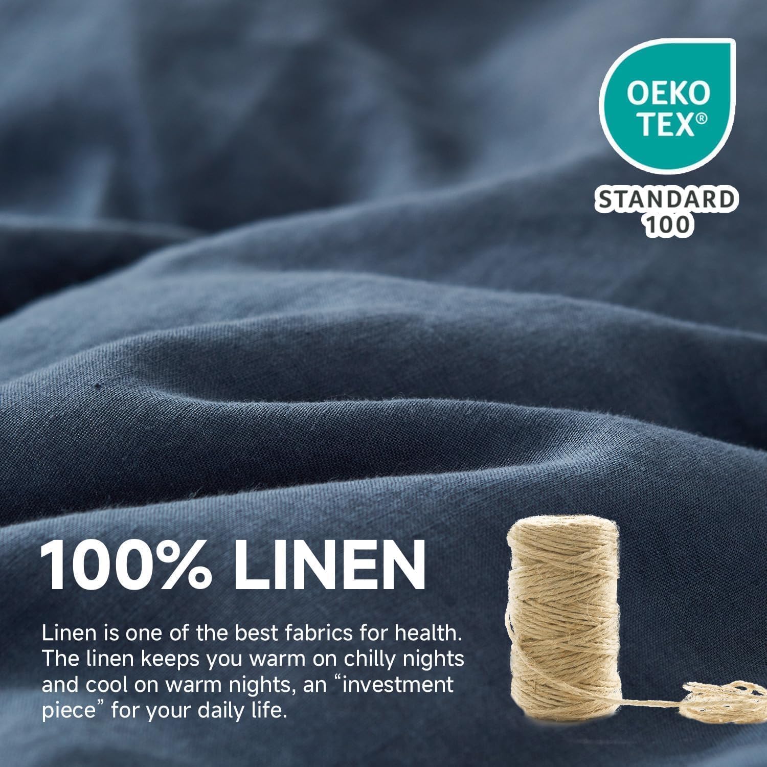 Simple&Opulence Women's 100% Linen Pajama Set Soft Shirt and Pants 2 Pieces Loungewear Slim Fit Soft and Breathable S-L - Image 5