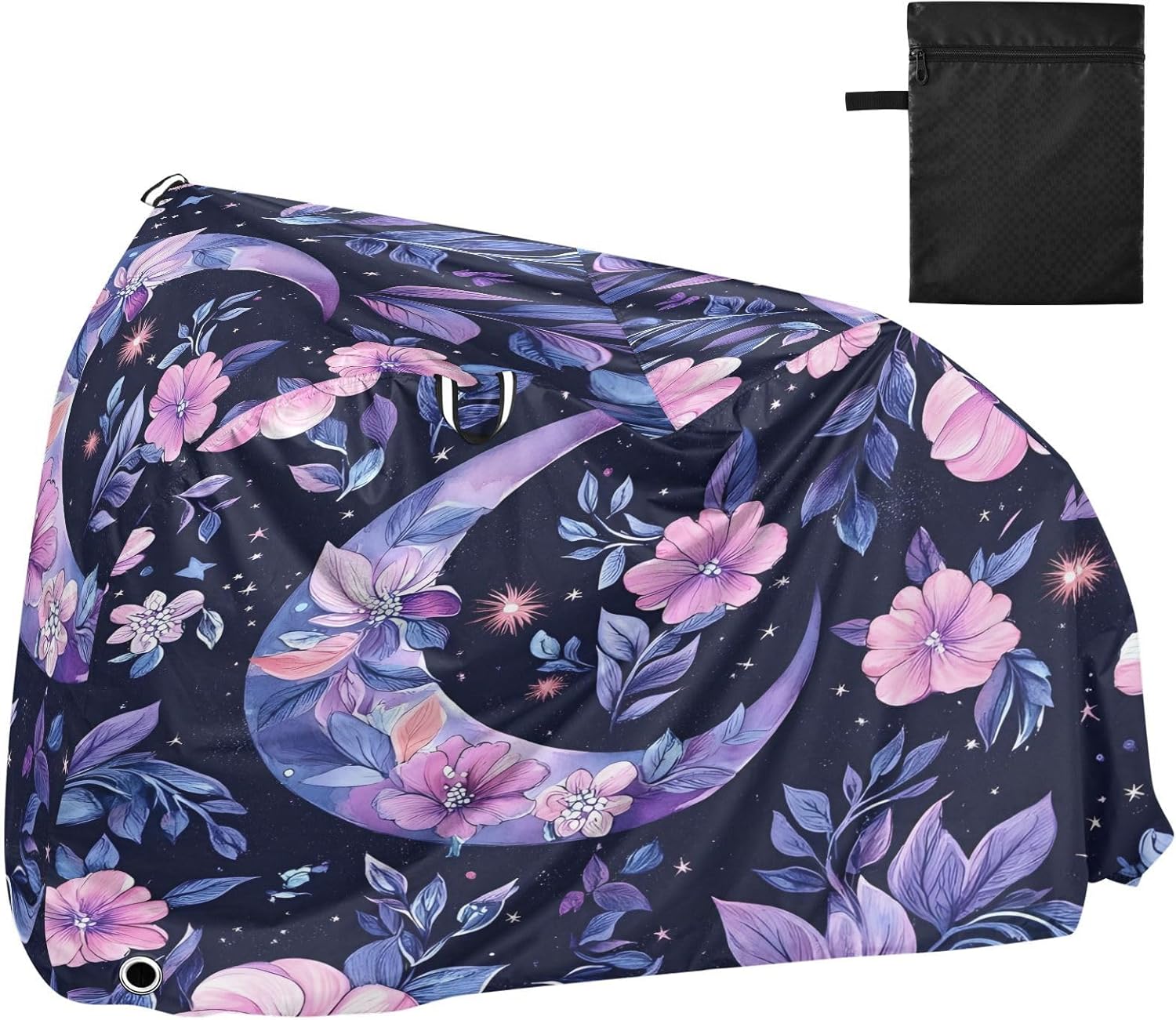 ALAZA Crescent Moon Alchemy Flowers Bike Cover Waterproof Outdoor Ebike Bicycle Covers Tarp Protection for 1/2 Bikes, Sun UV Dust Wind Proof
