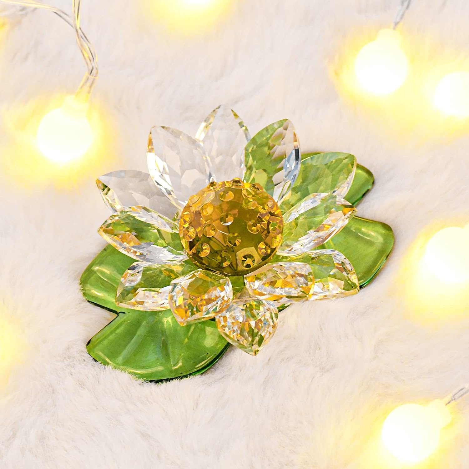 Crystal Lotus Figurine Decoration Spring Glass Decorative Lotus Flower Collection Table Centrepiece (Clear) - Image 5