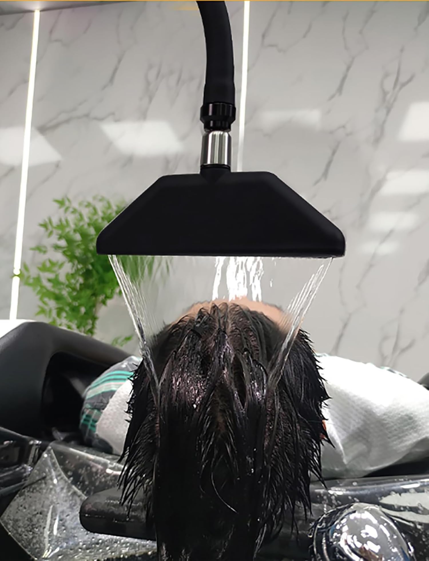 Marco de Circulación de Agua para Head Spa con Grifo Tipo Cascada Ajustable 360°, Accesorio de Head Spa para Lavacabezas - para Peluquerías, Barberías y Uso Doméstico, Clips de Fijación Metálicos