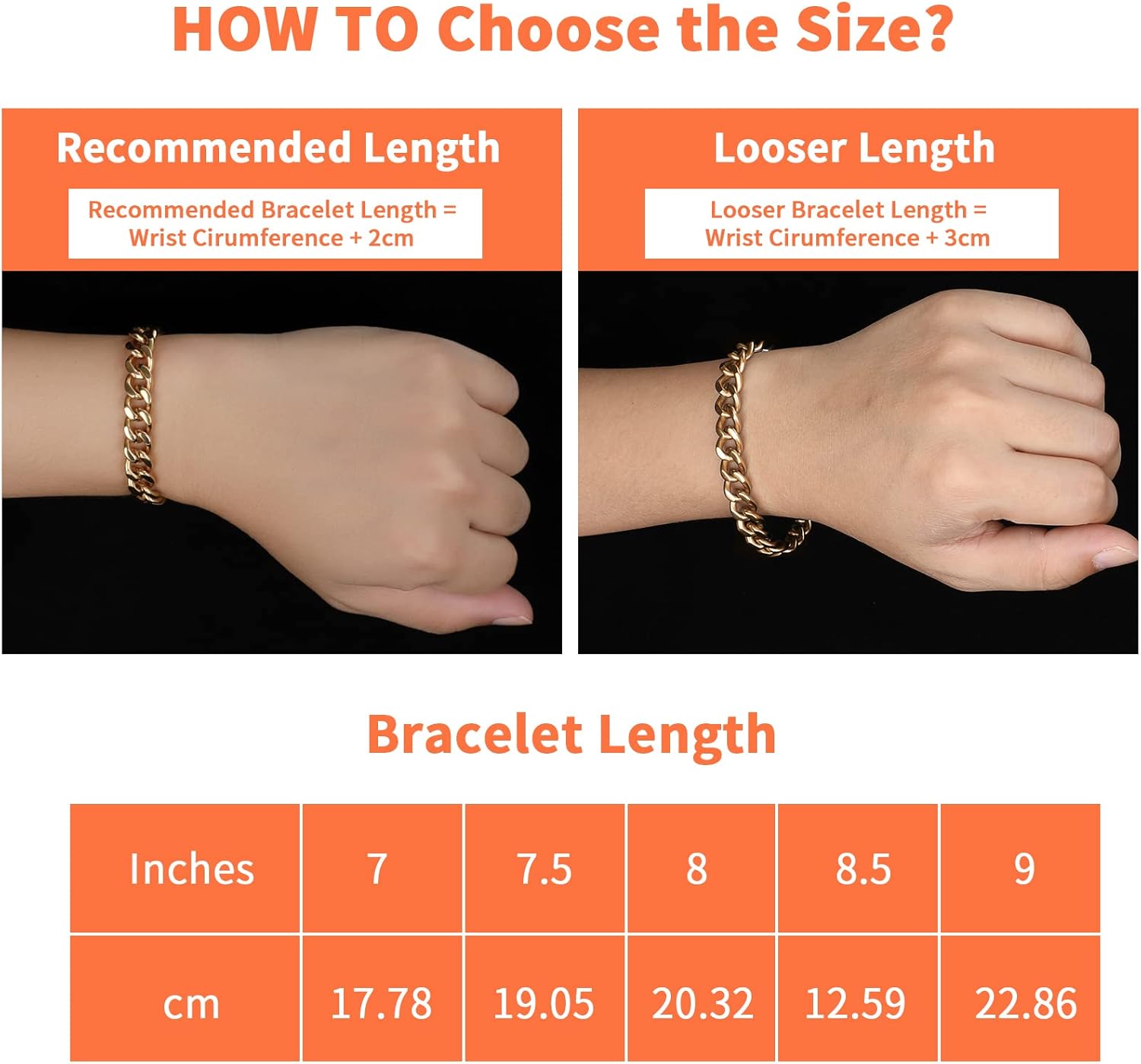 SanThree 9.5mm Solid Titanium Cuban Link Chain Bracelet for Men, Lightweight Skin-Friendly Hip Hop Bracelets for Birthday Graduation Friendship, 7"/7.5"/8",8.6"-9", Come with Gift Box