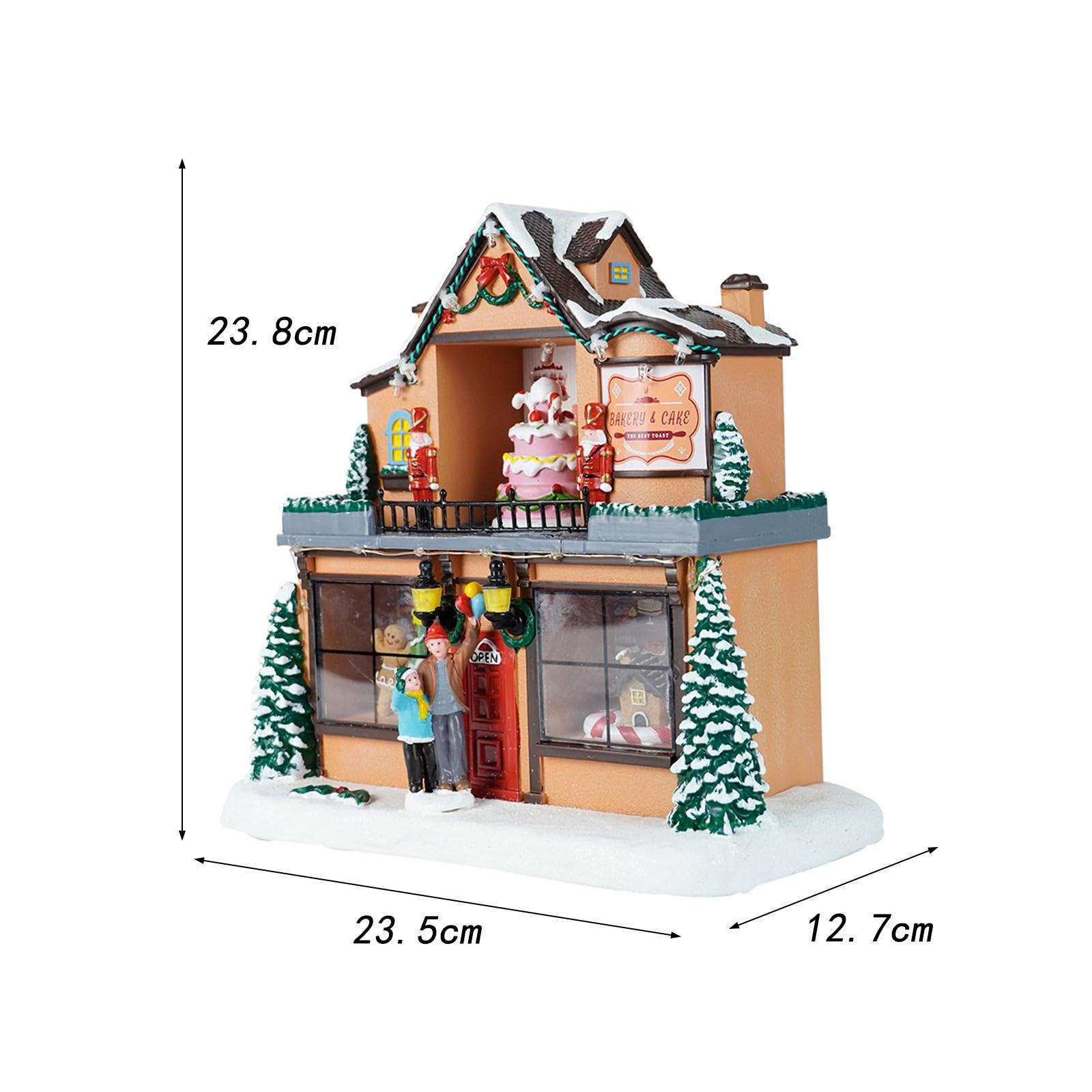 Figuras Navideñas Miniatura Casa Escultura Iluminada Musical con Luz Led de Resina Coleccionable para Navidad Adecuado para Regalo Decoración del