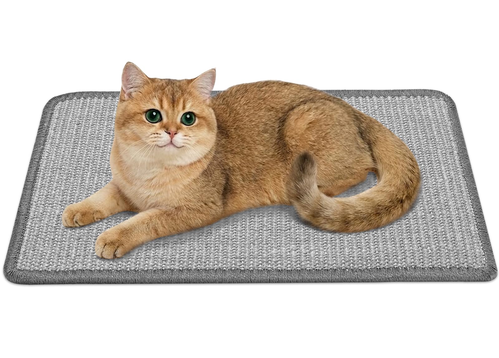 Gimars 50x30cm Sisal Cat Scratching Mat, Self-Adhesive Wall & Furniture Protector with Hook-and-Loop, Non-Slip Densely Woven Sisal Pad for Cats, Easy Install Scratching Guard for Couch & Wall, Gray