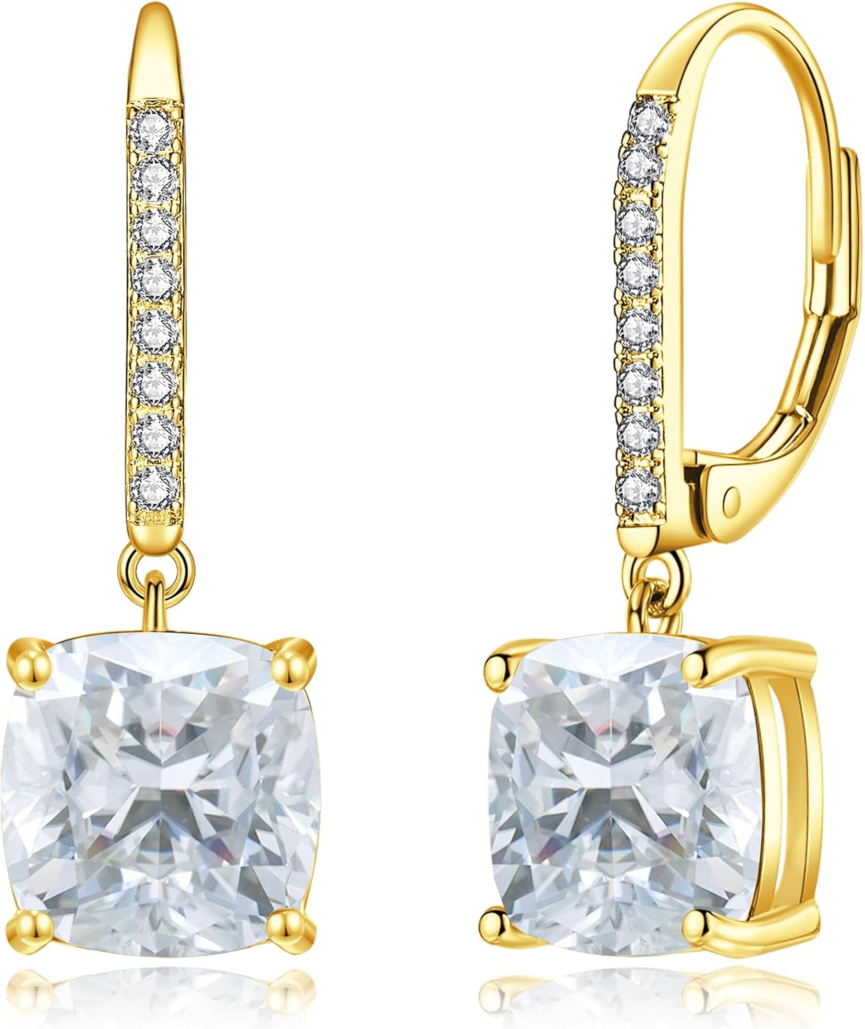 CiNily Square-cut Drop Dangle Earrings for Women Hypoallergenic, Multi-color Cubic Zirconia Earrings Diamond Dangle Earrings Jewelry Gifts for Mothers Day 14K White Gold, Yellow Gold, Rose Gold