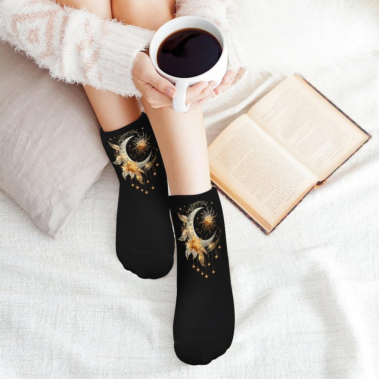 Boho Sun And Moon Ankle Socks for Men Women Low Cut Crew Sock Casual Sports Clothing