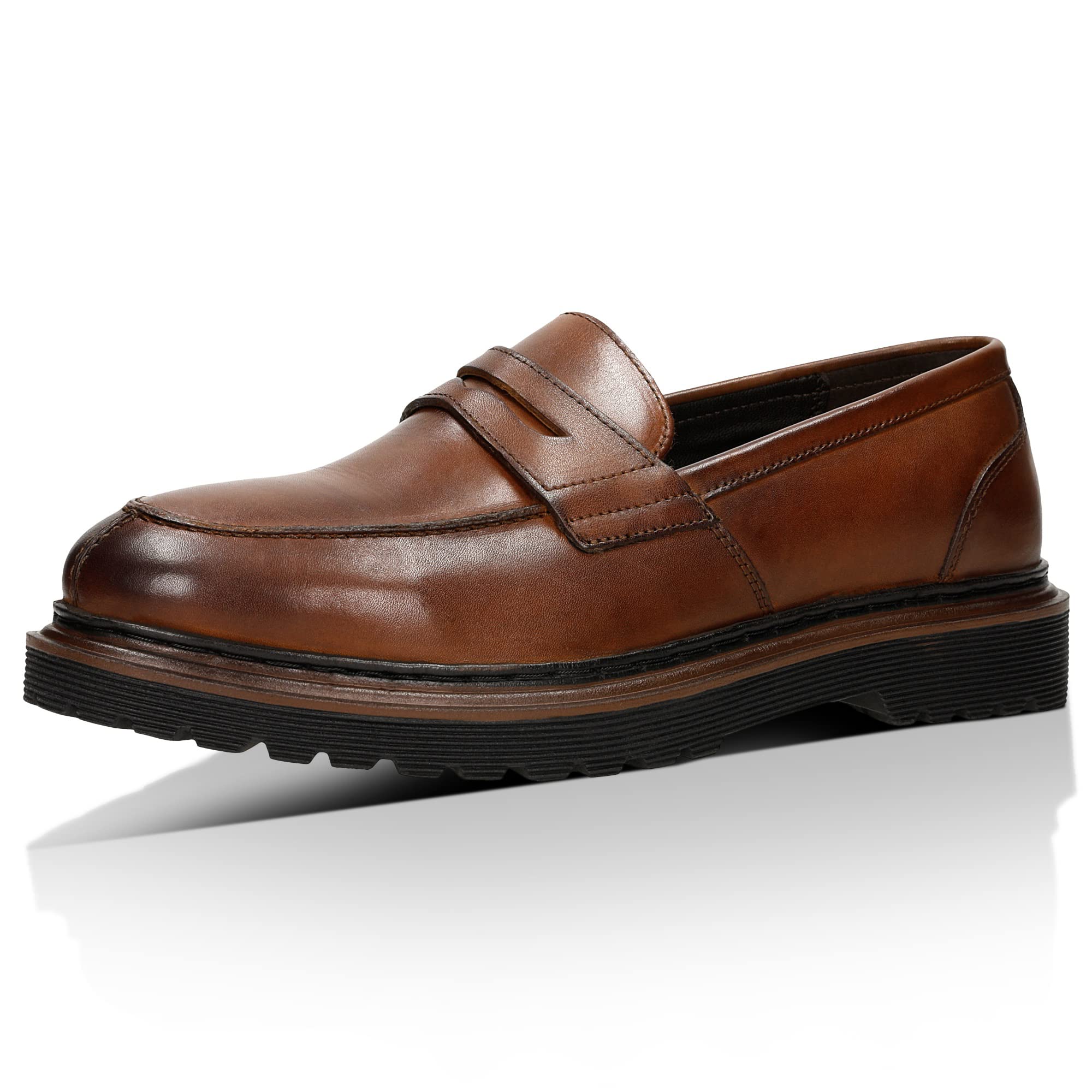 Wojas Men\'s Brown Leather Penny Loafers 42 Classic Preppy Business Casual Classic Penny Loafers For Men | Factory main image 3