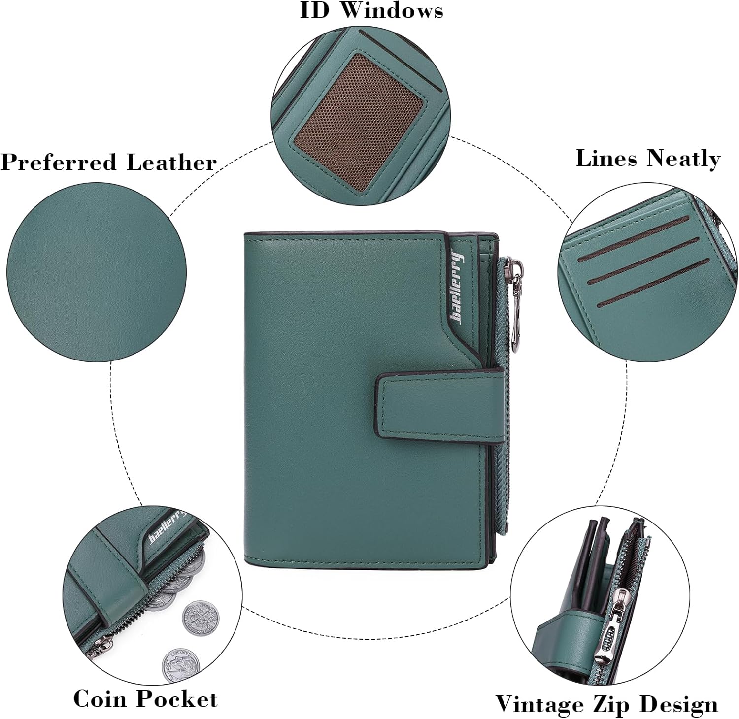 Small Women Wallet Ladies Billfold Card Holder with Zipper Coin Pocket - Image 4