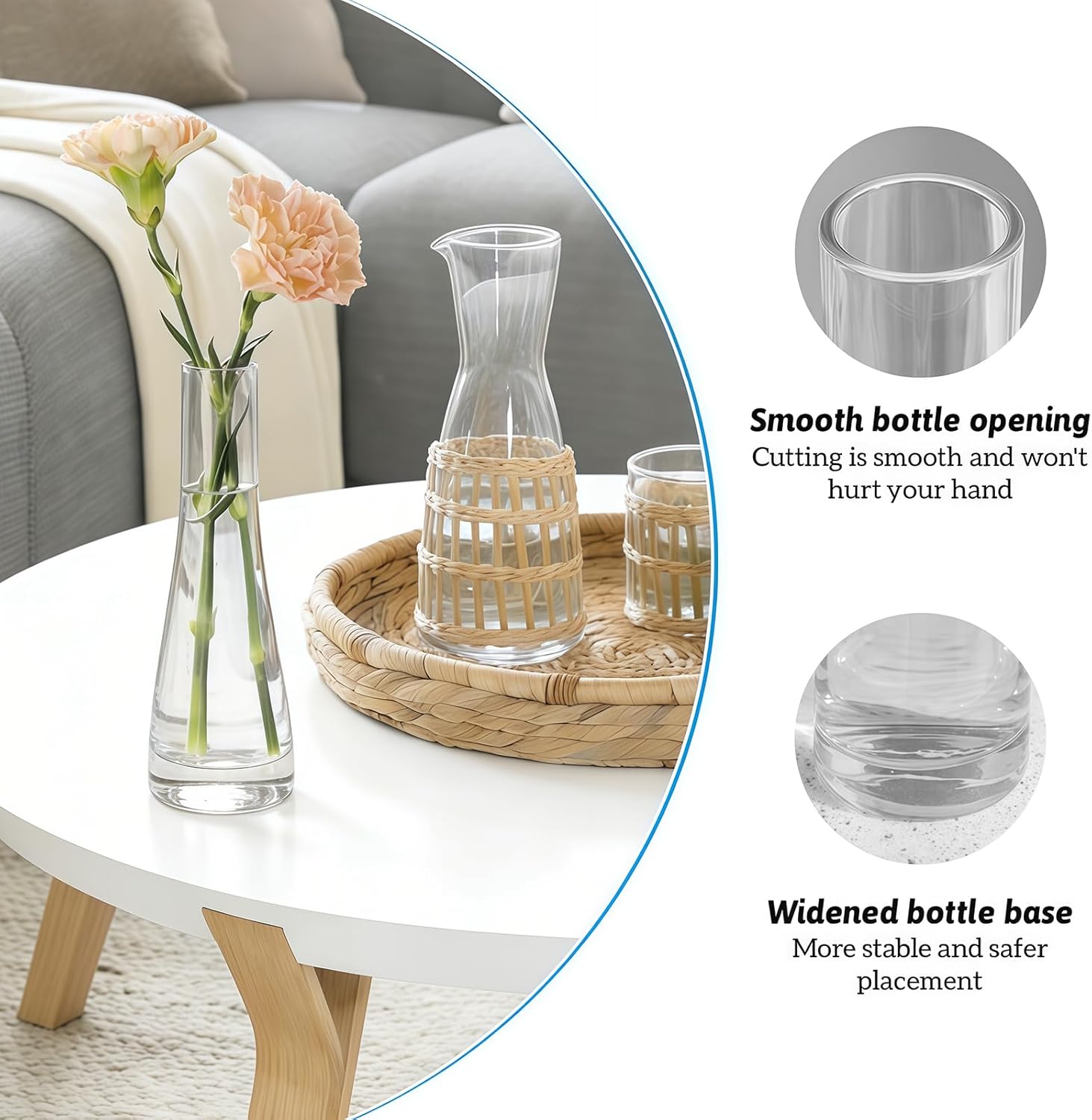 Erioctry Single Bud Vase Hand-Made Blown Art Bud Glass Vase Clear Glass Flower Vase Single Stem Vase Container for Home and Office Décor Centerpiece for Wedding Party Event - Image 3